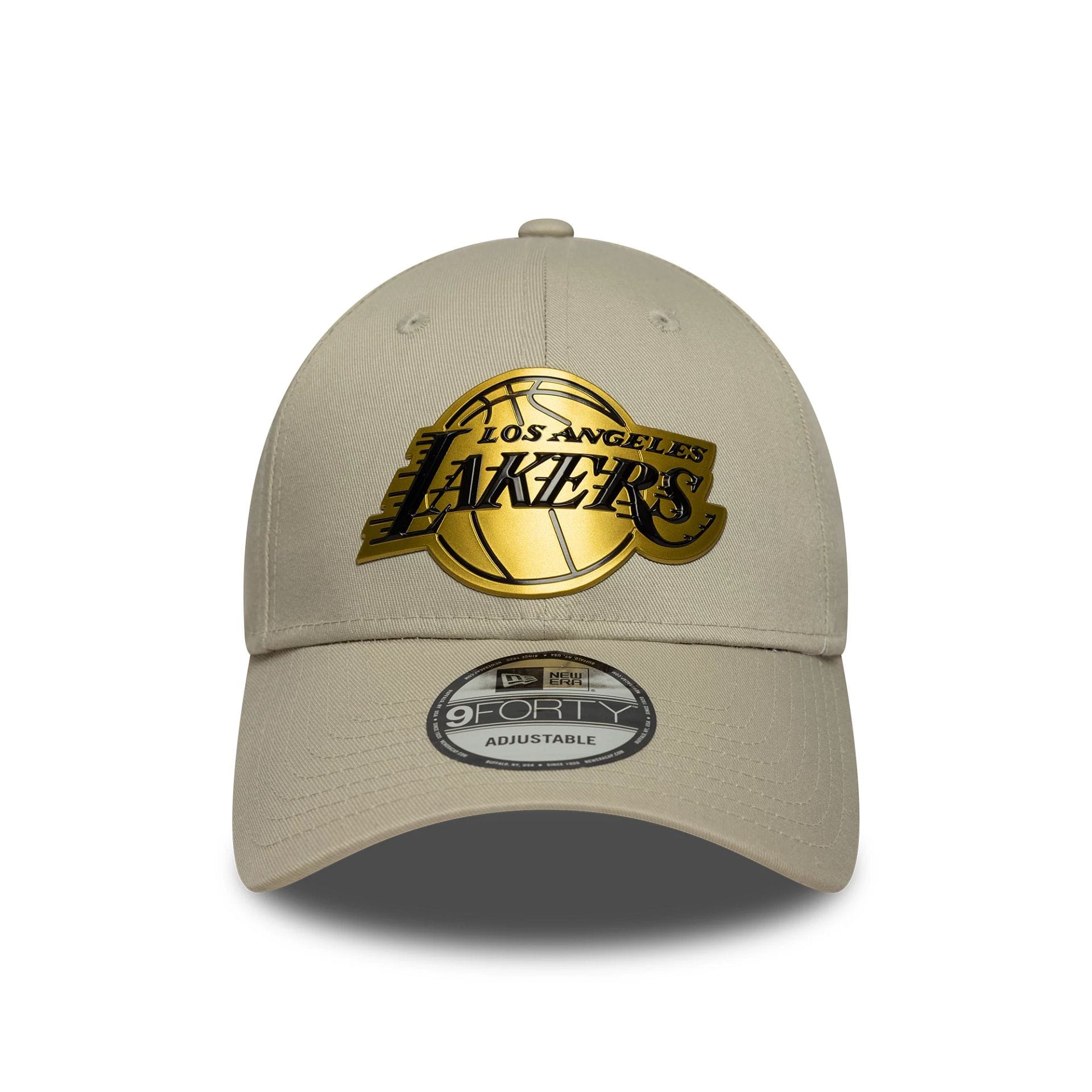 Pictured is this NBA Metallic LA Lakers 9FORTY in light beige. 2