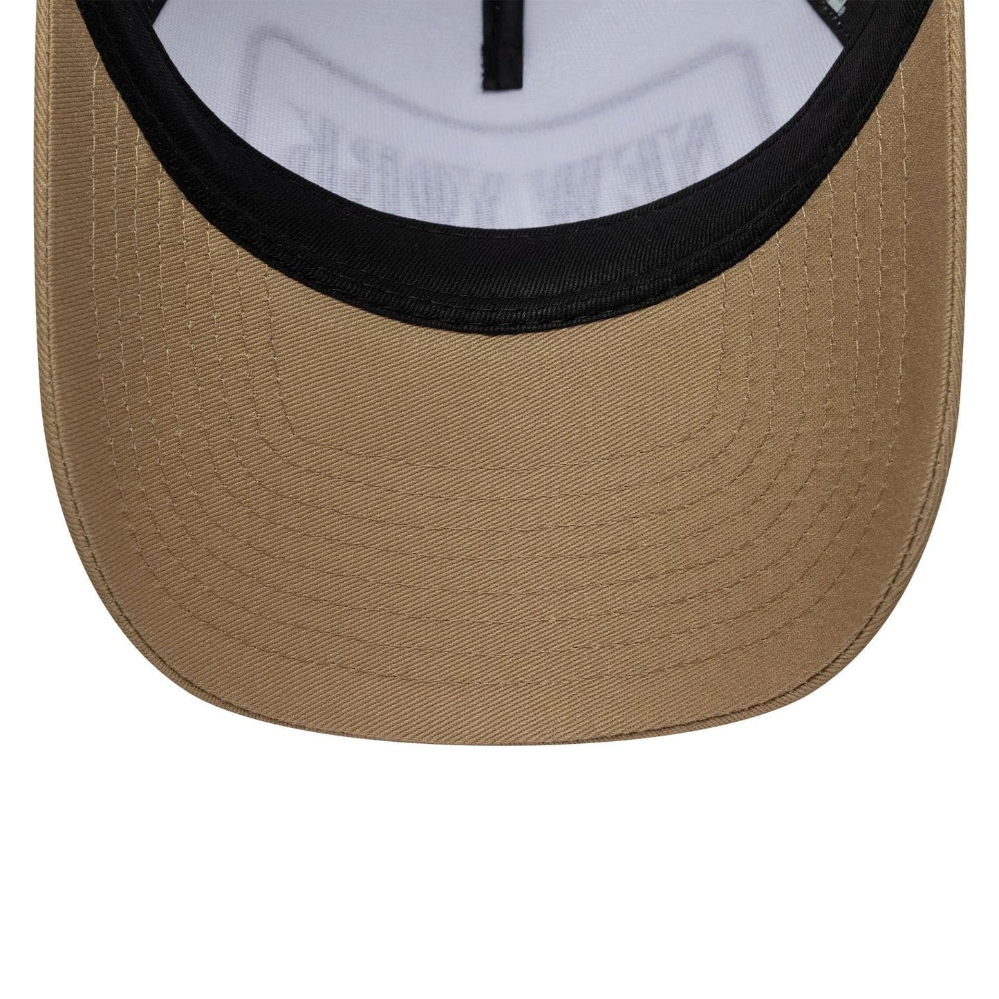 Pictured is this New Era Location Patch 9FORTY A-Frame Trucker in light beige. 5