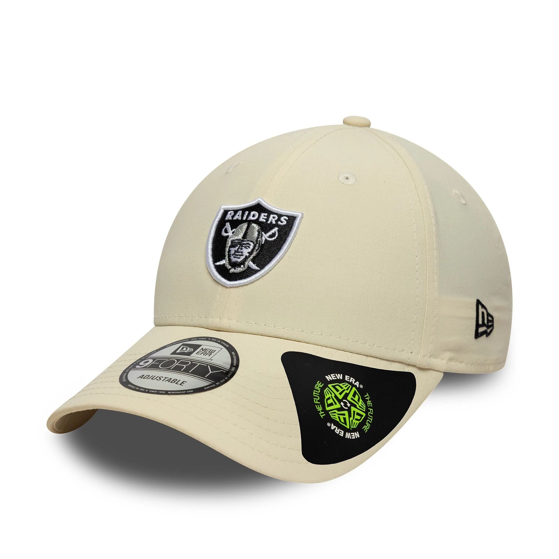 Pictured is this NFL Recycled Midi Las Vegas Raiders 9FORTY in Cream. 1