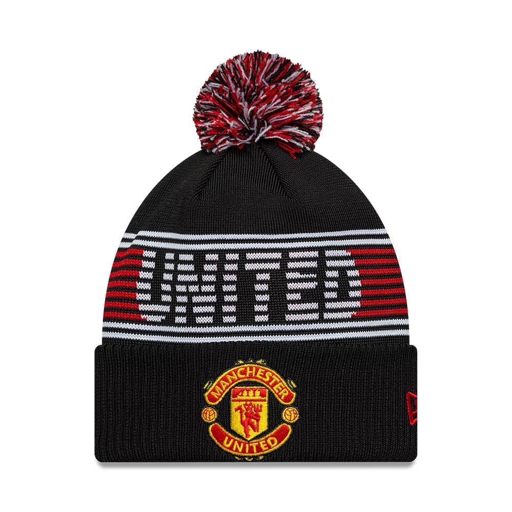 Pictured is this Manchester United FC Bobble Knit Beanie in black. 1