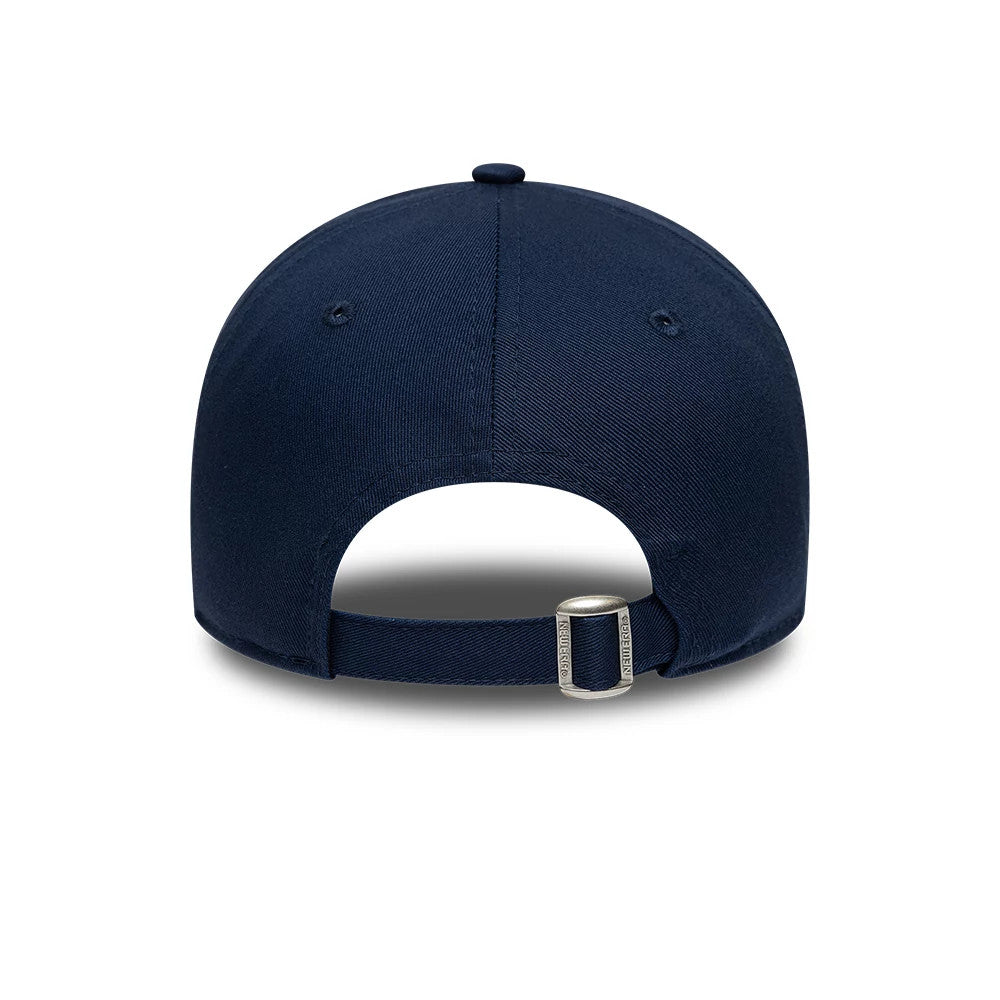 Tottenham Hotspur FC Monogram Navy New Era 9TWENTY Adjustable Cap, rear view showing the buckle closure and navy crown with embroidered eyelets, offering a clean and classic design from the back.