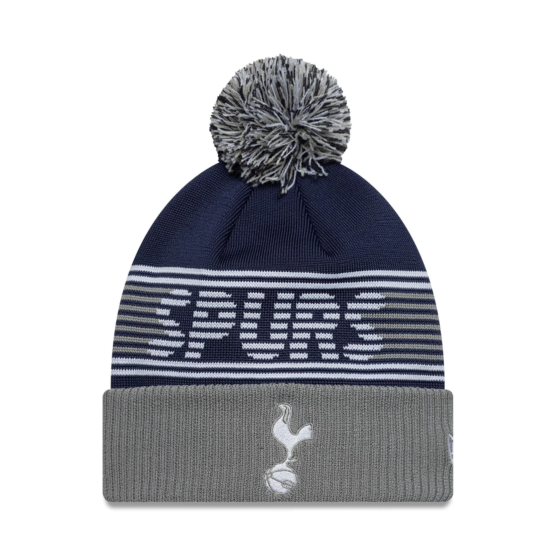 Pictured is this Tottenham Hotspur FC Bobble Knit Beanie in navy. 1
