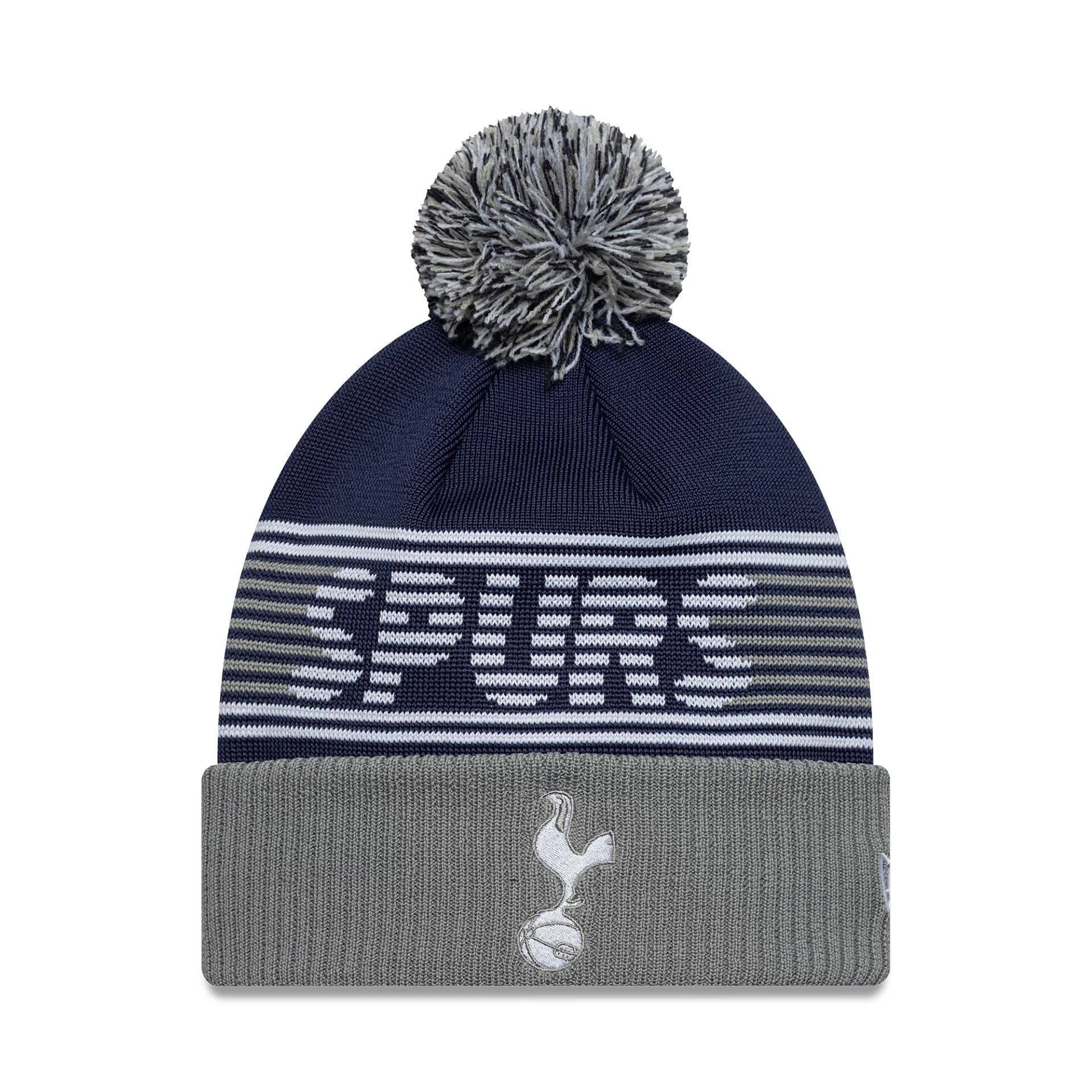 Pictured is this Tottenham Hotspur FC Bobble Knit Beanie in navy. 1