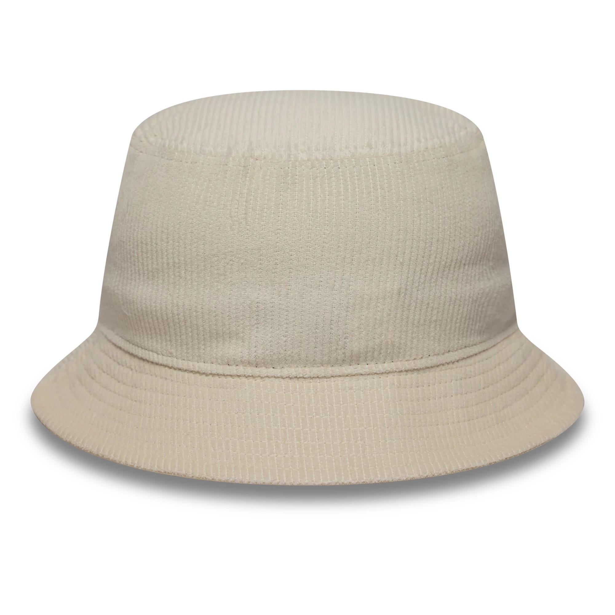New Era Visa Cash App Racing Bulls Womens Cream Cord Bucket Hat, front view showing the textured cream corduroy material with a soft visor and rounded crown, featuring stitching details around the top and visor.