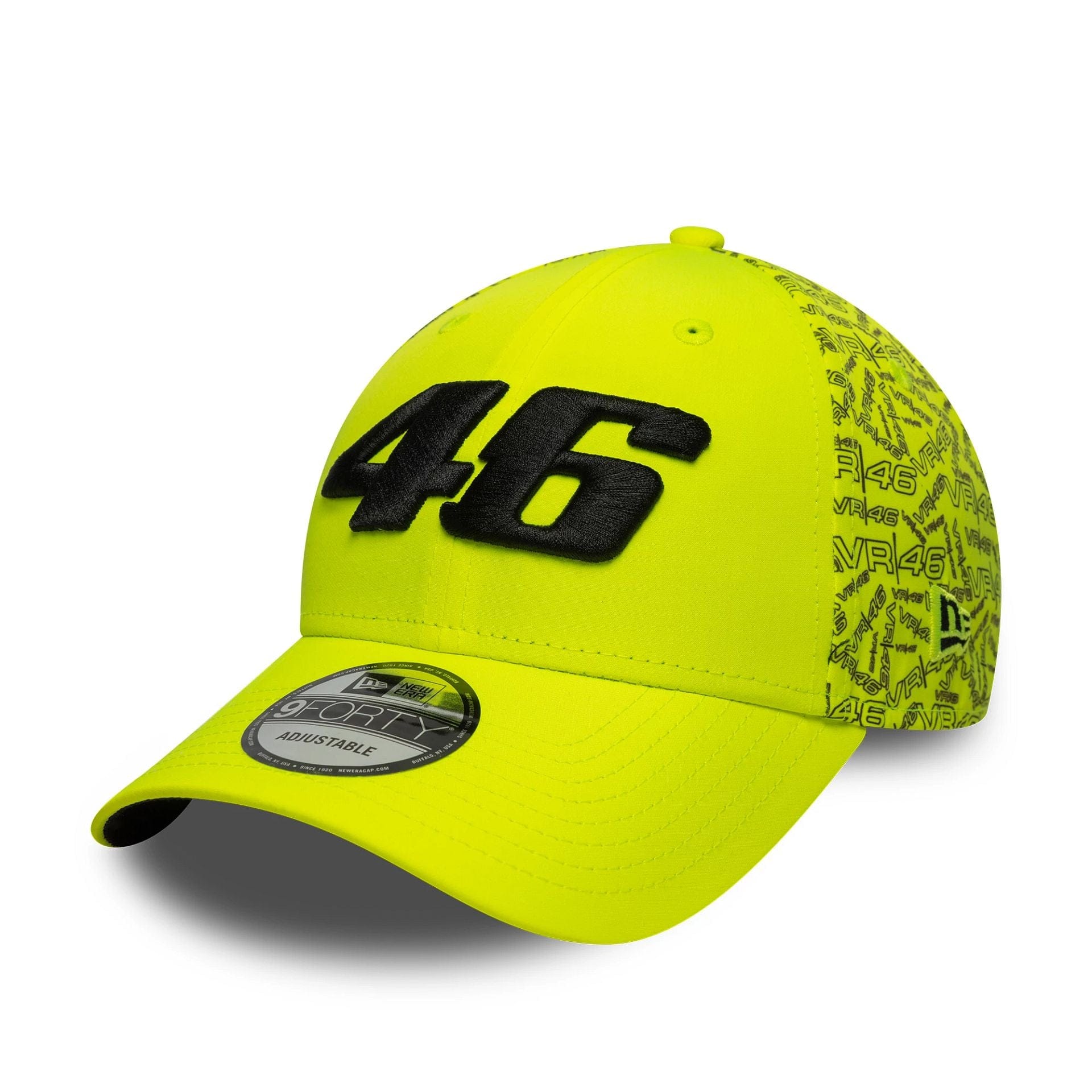 Pictured is this All Over Print VR46 9FORTY in bright yellow. 1