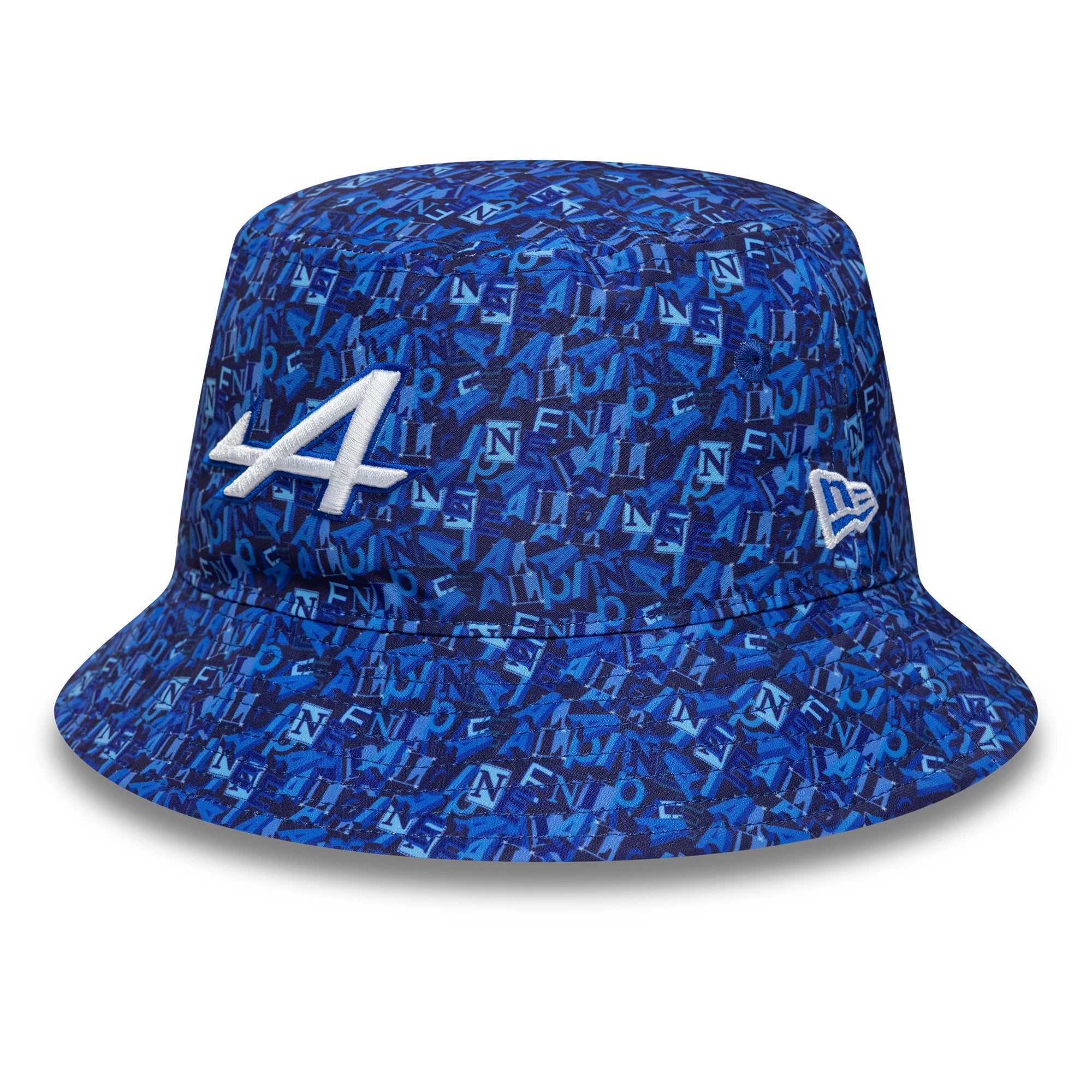 Pictured is this All Over Print Alpine Racing Bucket in navy. 1