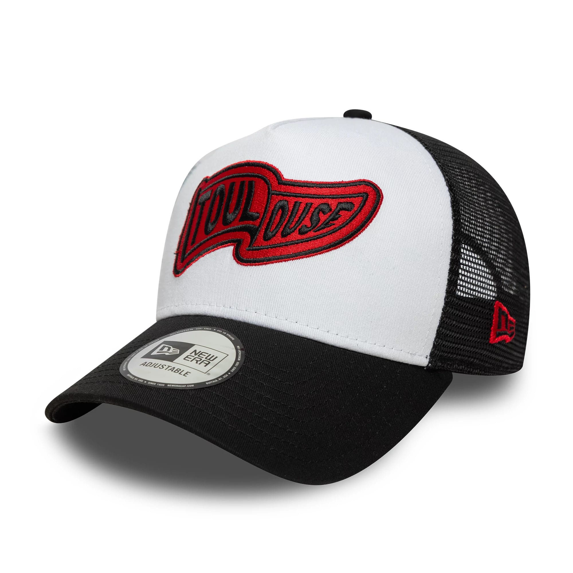 Pictured is this Flag Stade Toulousain 9FORTY E-Frame Trucker in white. 1