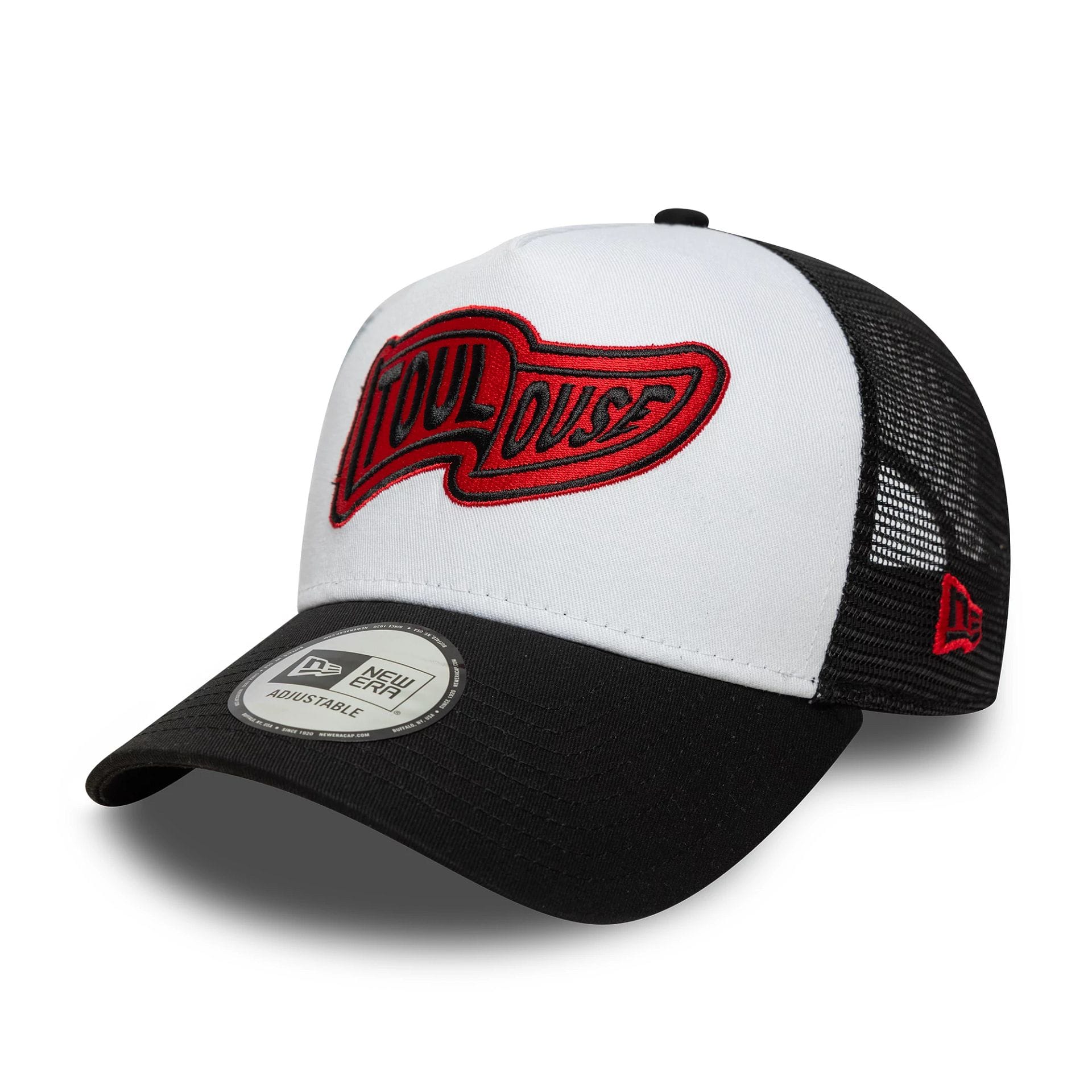 Pictured is this Flag Stade Toulousain 9FORTY E-Frame Trucker in white. 1