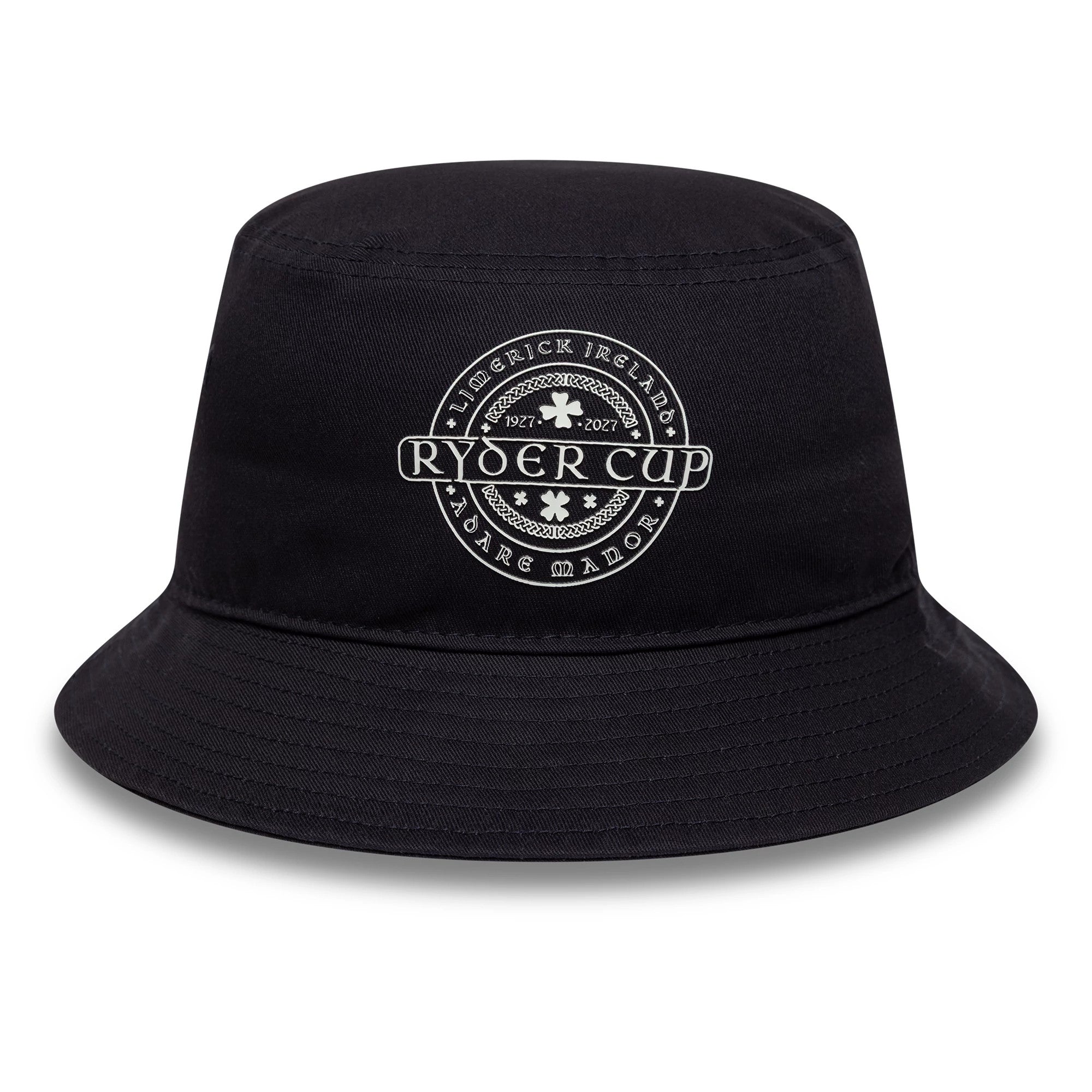 Pictured is this HD Print Ryder Cup Europe 2027 Bucket hat in navy. 2