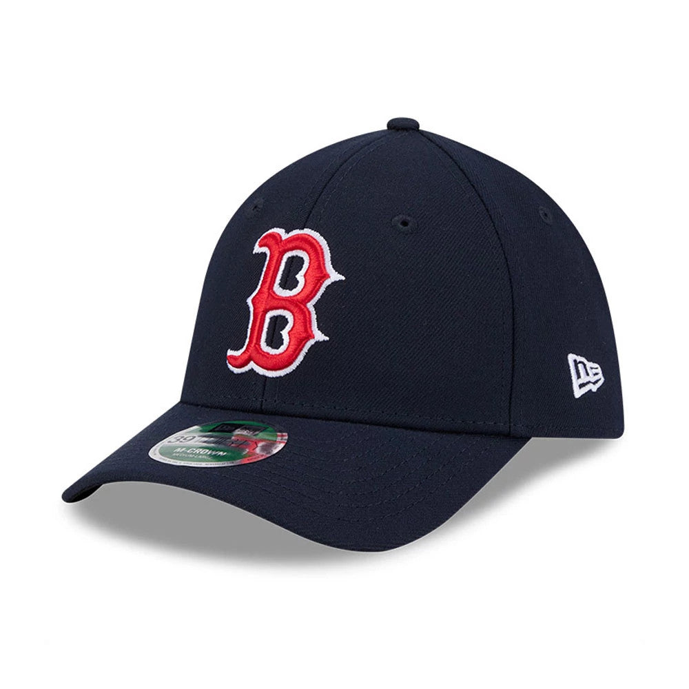 Pictured is this MLB Player Replica Boston Red Sox 39THIRTY M-Crown Stretch Fit cap in navy. 1