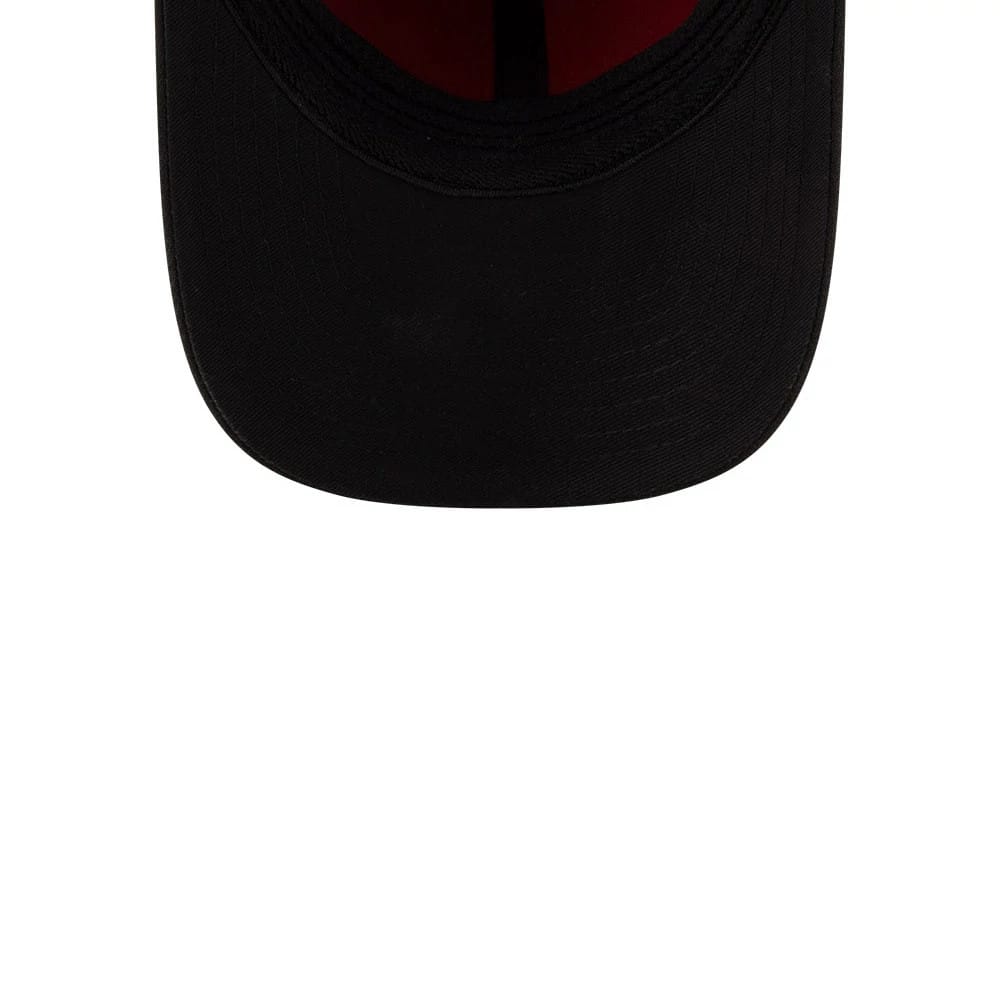 Diamondbacks MLB Player Replica Dark Red New Era 39THIRTY M-Crown Stretch Fit Cap, inside view showing the black sweatband and dark red taping on the interior, with a plain black undervisor beneath.