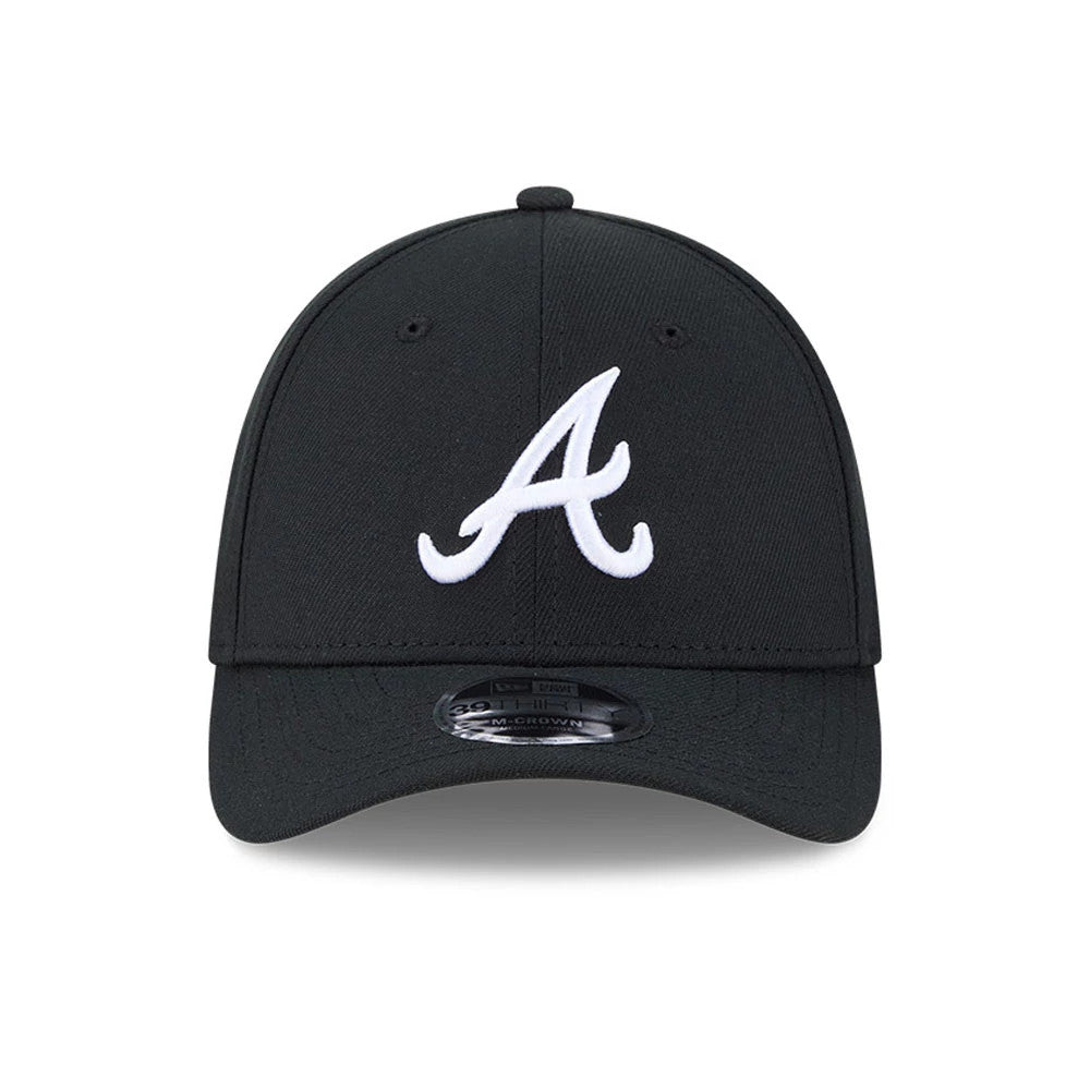Pictured is this MLB Atlanta Braves 39THIRTY M-Crown Stretch Fit cap in black. 3