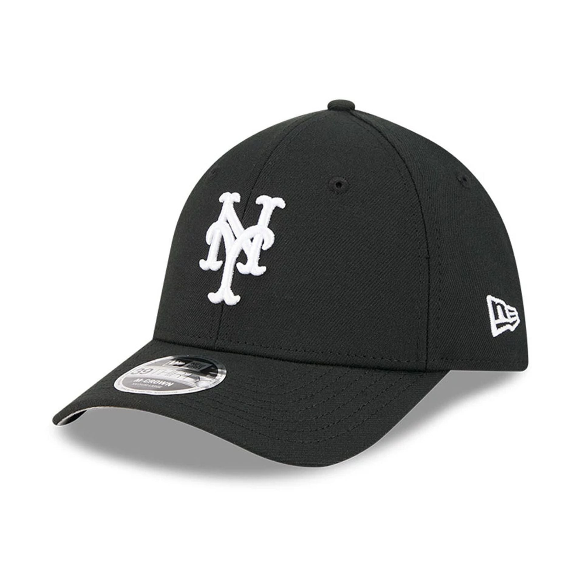 Pictured is this MLB New York Mets 39THIRTY M-Crown Stretch Fit cap in black. 1