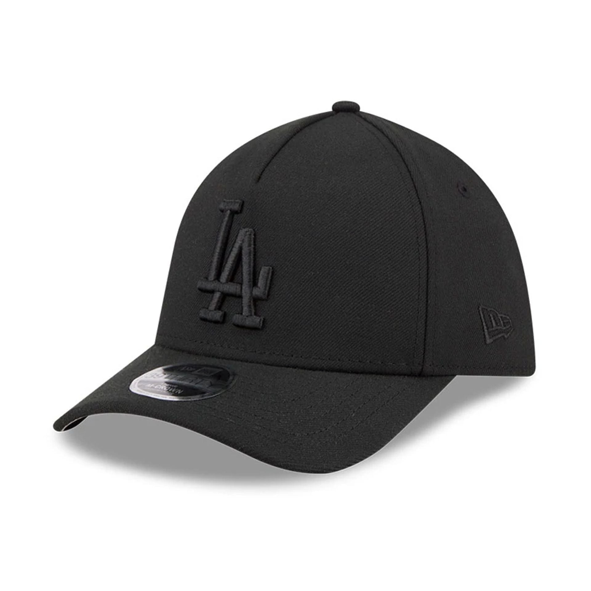 Pictured is this MLB Outline LA Dodgers 39THIRTY M-Crown A-Frame Stretch Fit cap in black. 1