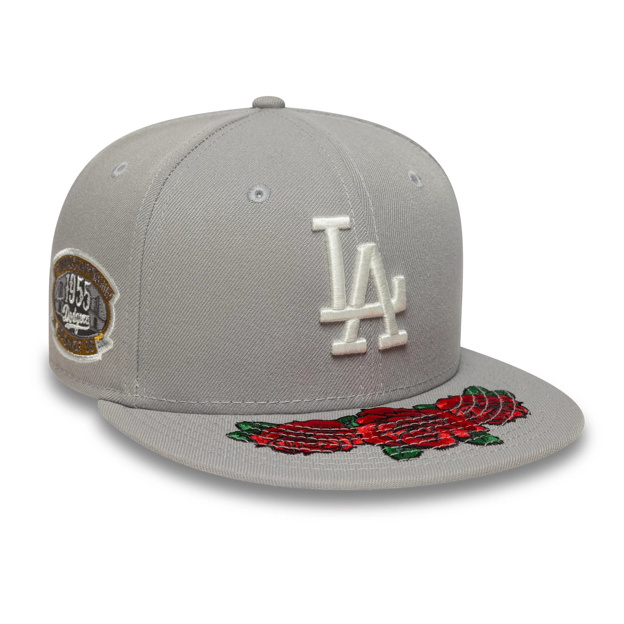 This is a LA Dodgers MLB Cooperstown Floral Grey 59FIFTY Fitted Cap 3