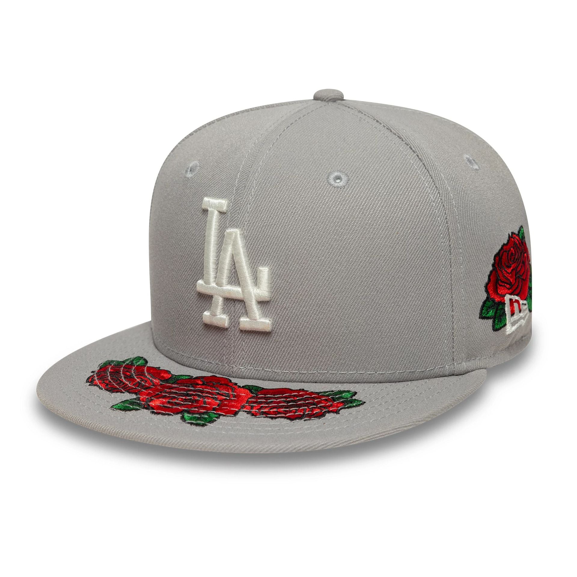 This is a LA Dodgers MLB Cooperstown Floral Grey 59FIFTY Fitted Cap 1