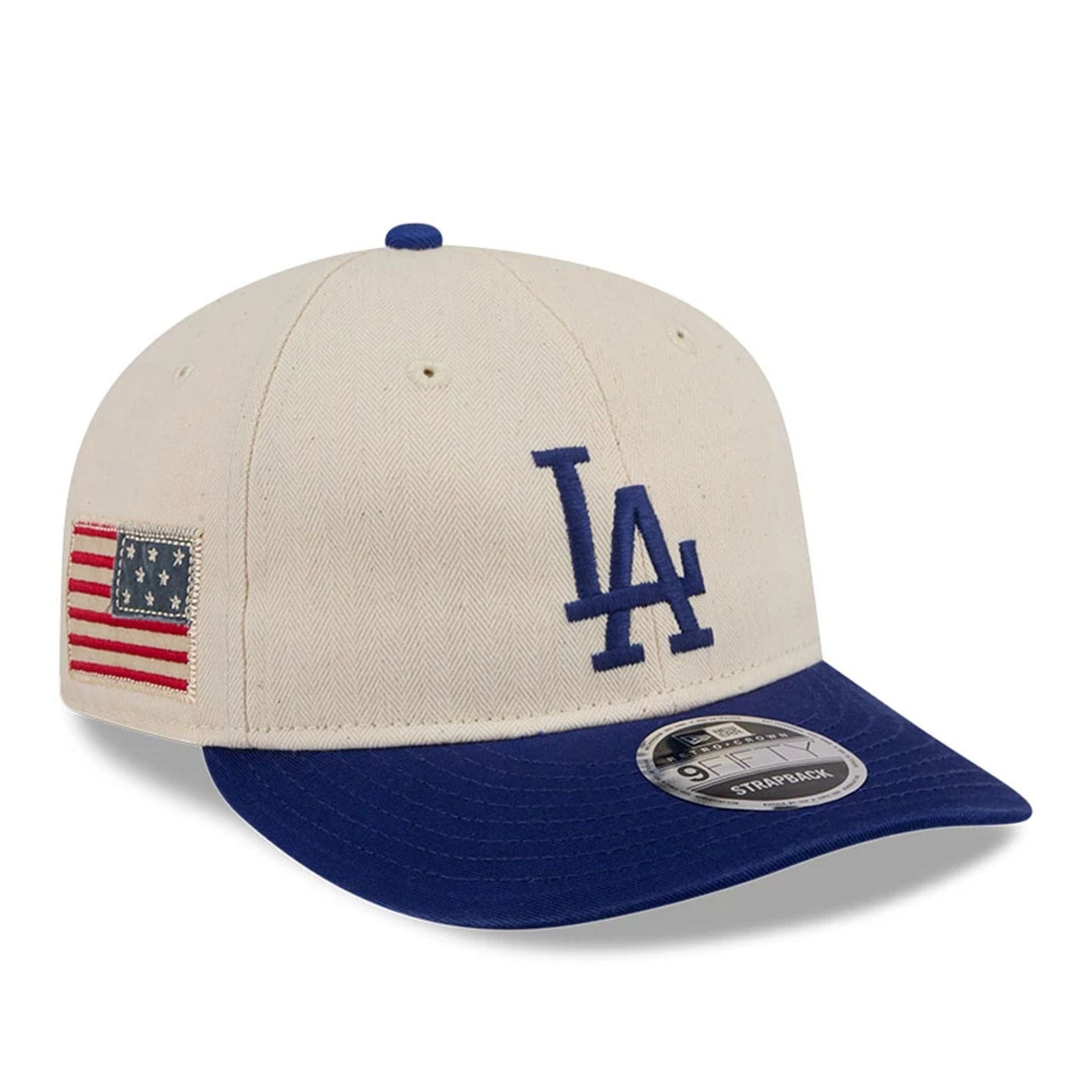 This is a LA Dodgers MLB Americana Herringbone Dark White Retro Crown 9FIFTY Adjustable Cap 1