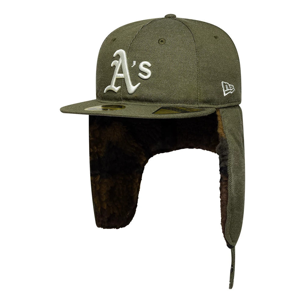This is a Athletics MLB Camo Open Green Retro Crown Dogear 59FIFTY Fitted Cap 2