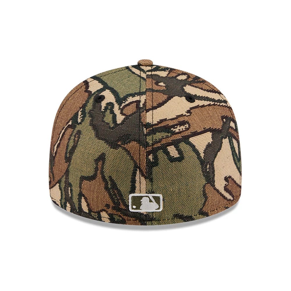 Arizona Diamondbacks MLB Jacquard Camo New Era 59FIFTY Fitted Cap, rear view showing the white embroidered MLB Batterman logo at the centre back of the structured camouflage crown.