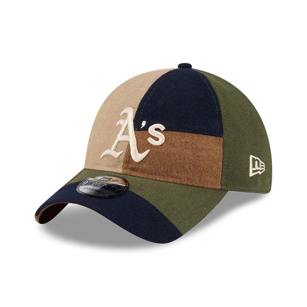 This is a Athletics MLB Patchwork Open Brown 9TWENTY Adjustable Cap 1