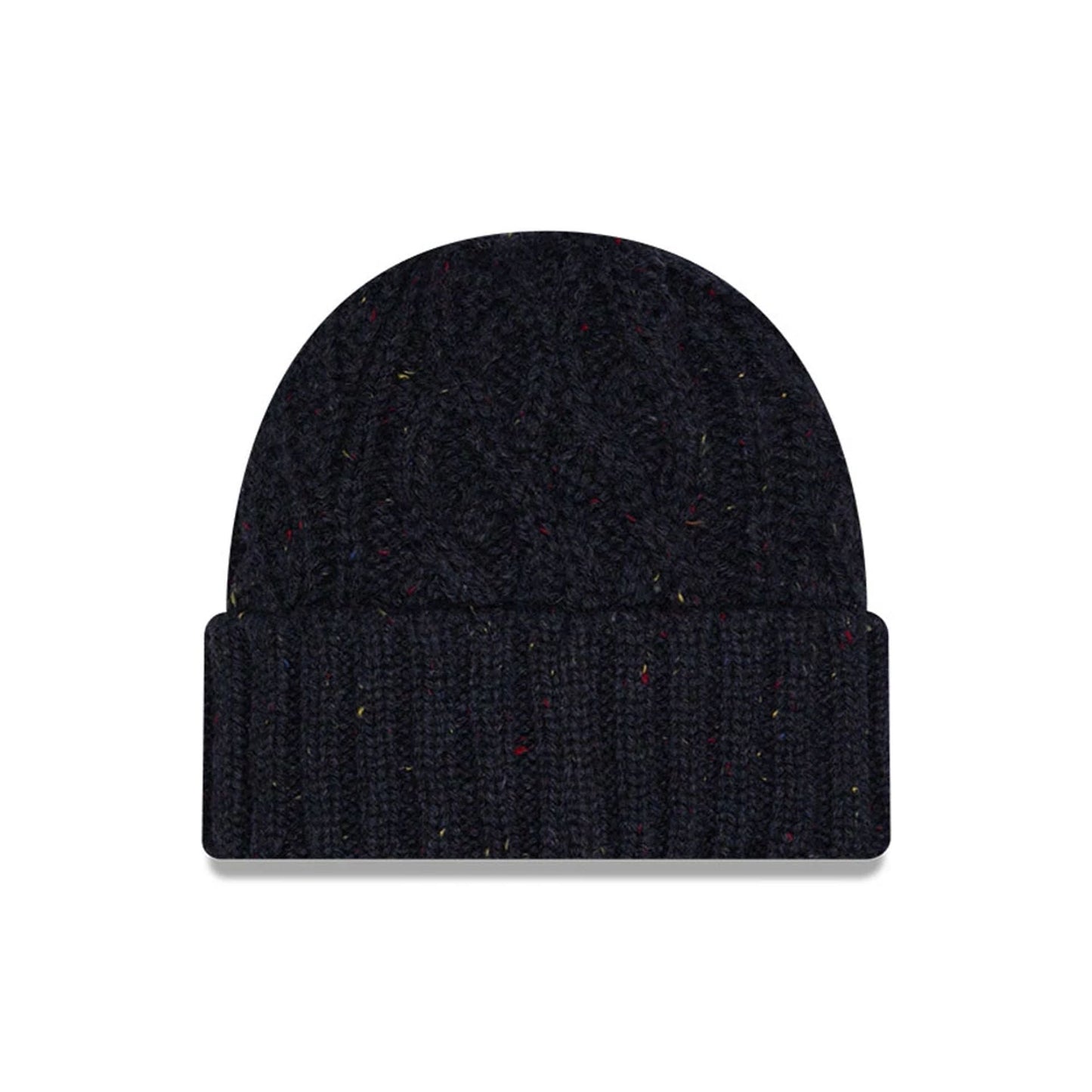 This is a New Era Speckled Navy Cable Knit Beanie Hat 3