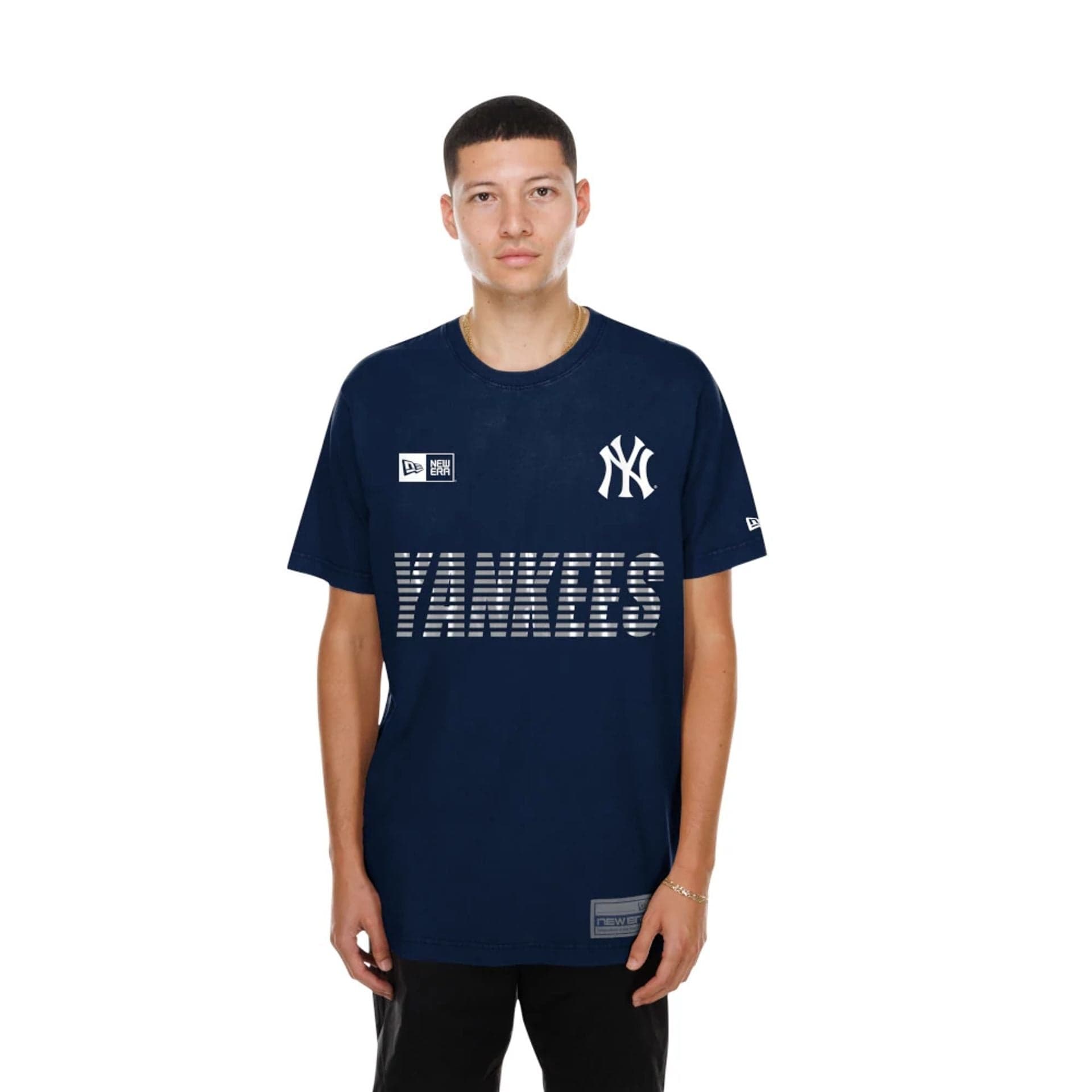 The model is wearing this MLB Match New York Yankees T-Shirt in navy. 1