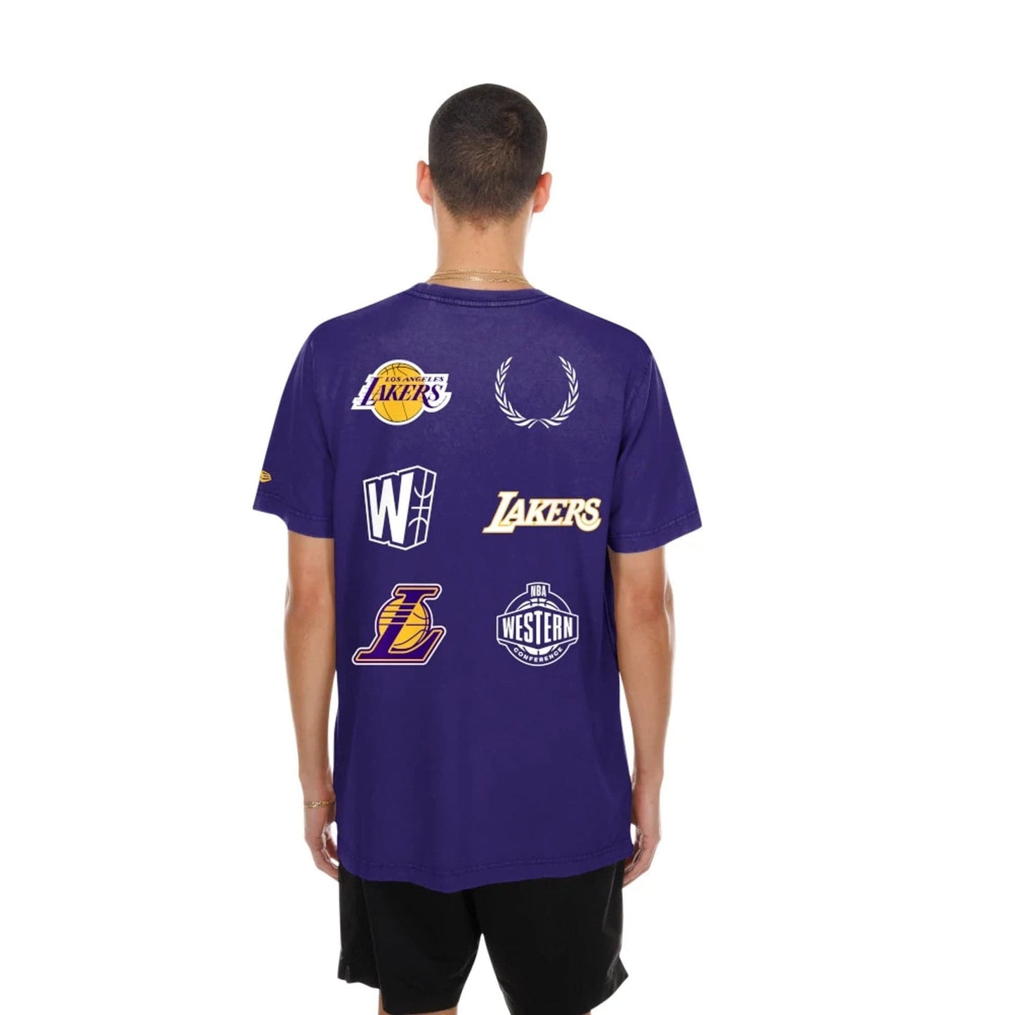 The model is wearing this NBA Match LA Lakers T-Shirt in purple. 2