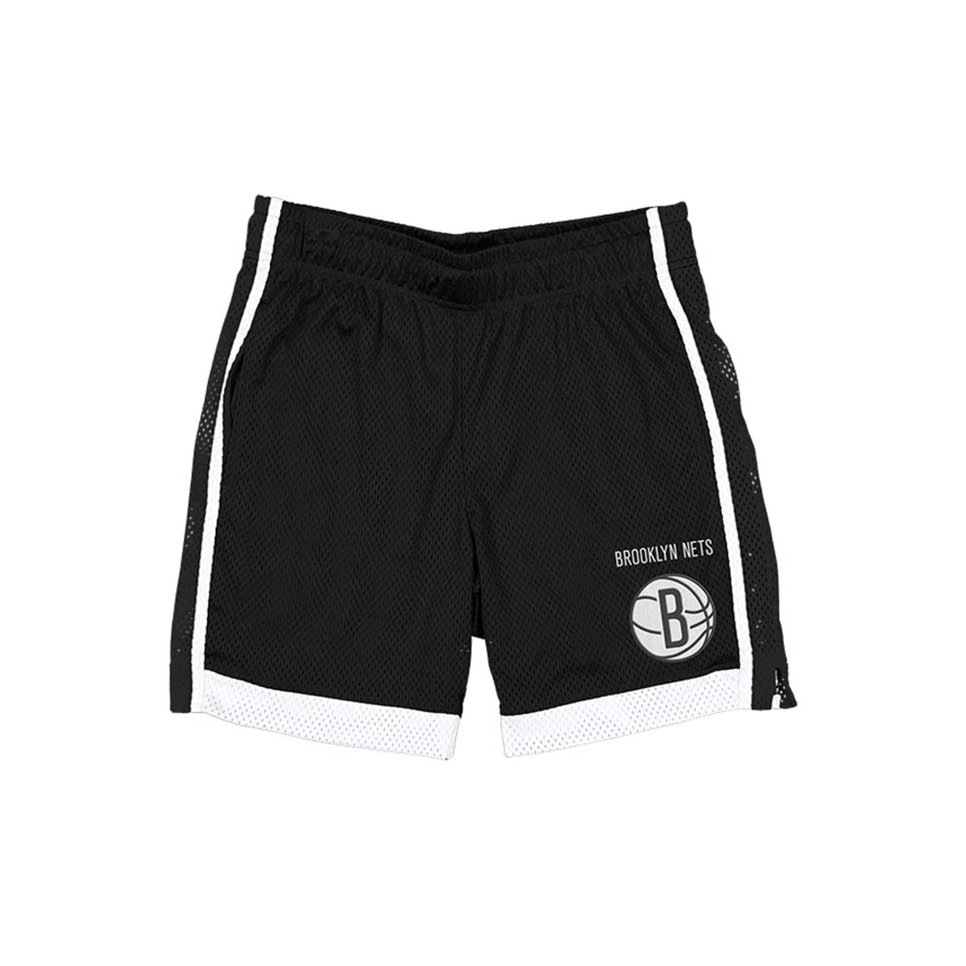 The model is wearing these NBA Brooklyn Nets Mesh Shorts in black. 2