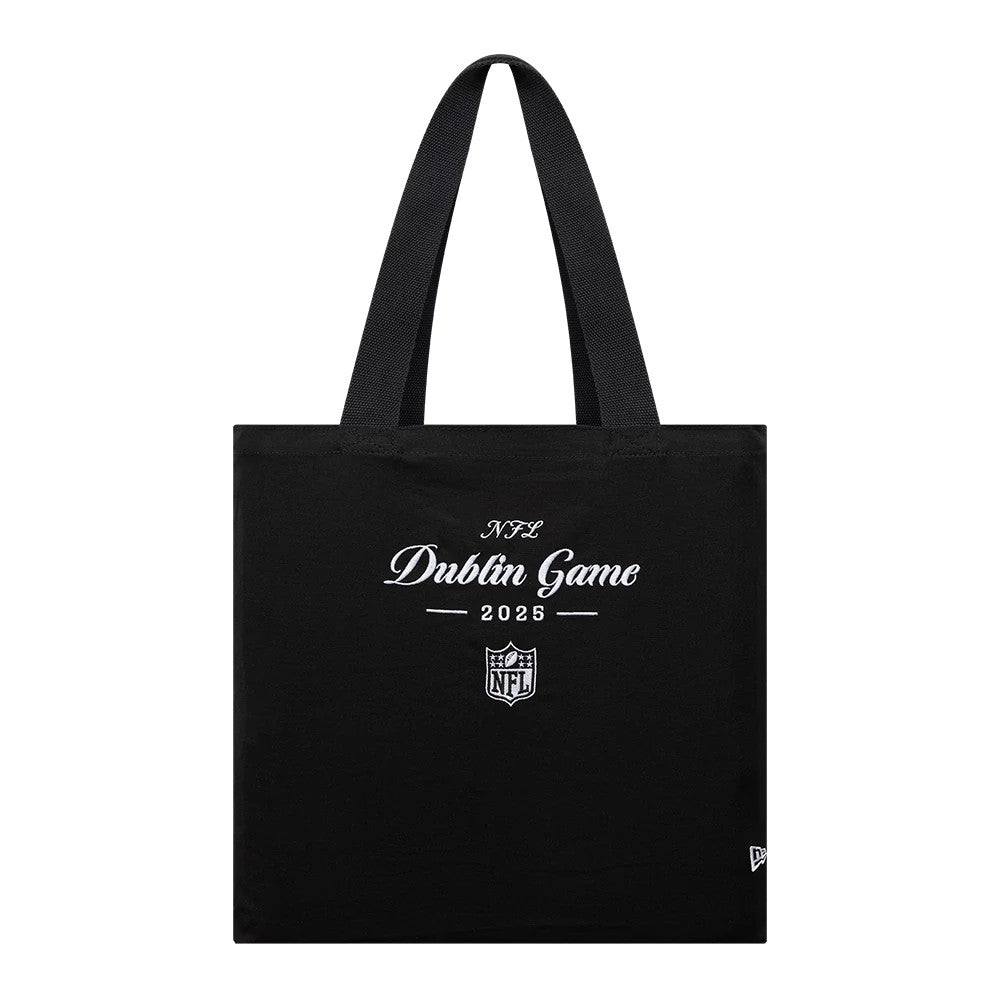 This is a Shield Logo NFL Dublin Game 2025 Black Tote Bag 1