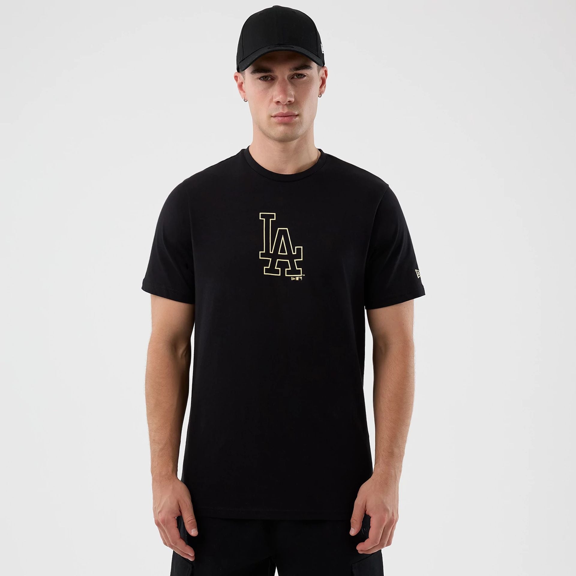 The Male model is wearing LA Dodgers MLB Back To School Black T-Shirt 1