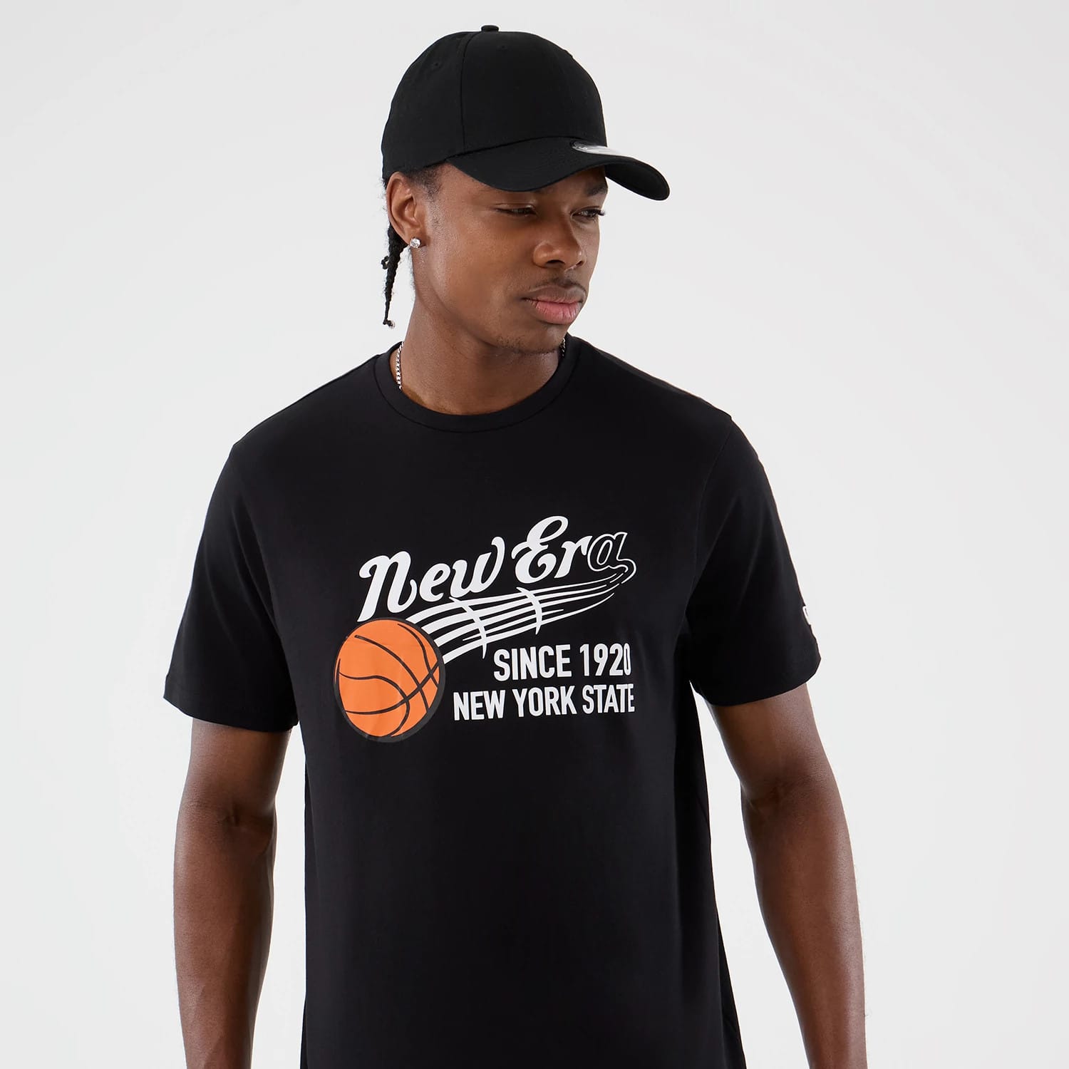 The Male model is wearing New Era Back To School Black T-Shirt 3