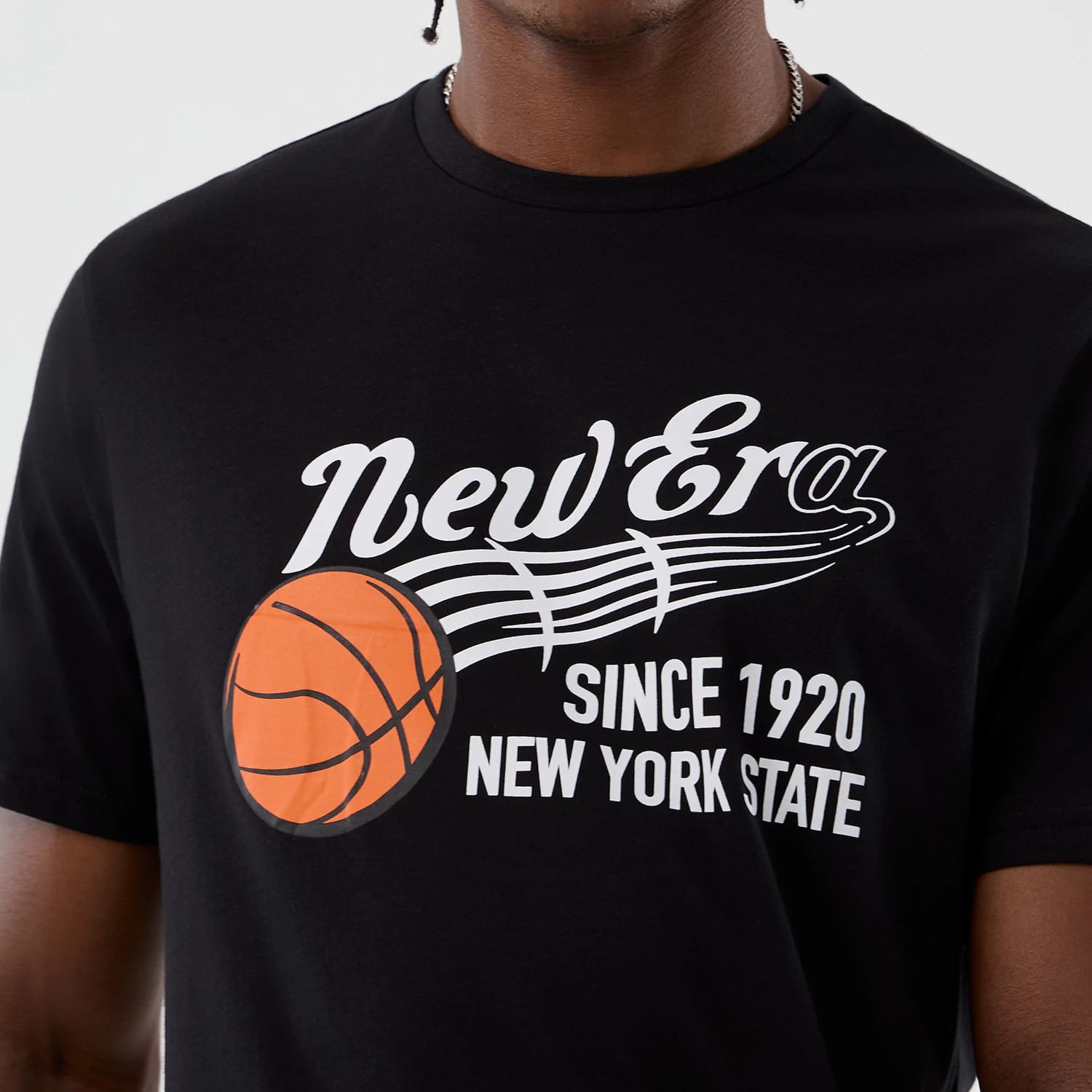 The Male model is wearing New Era Back To School Black T-Shirt 4