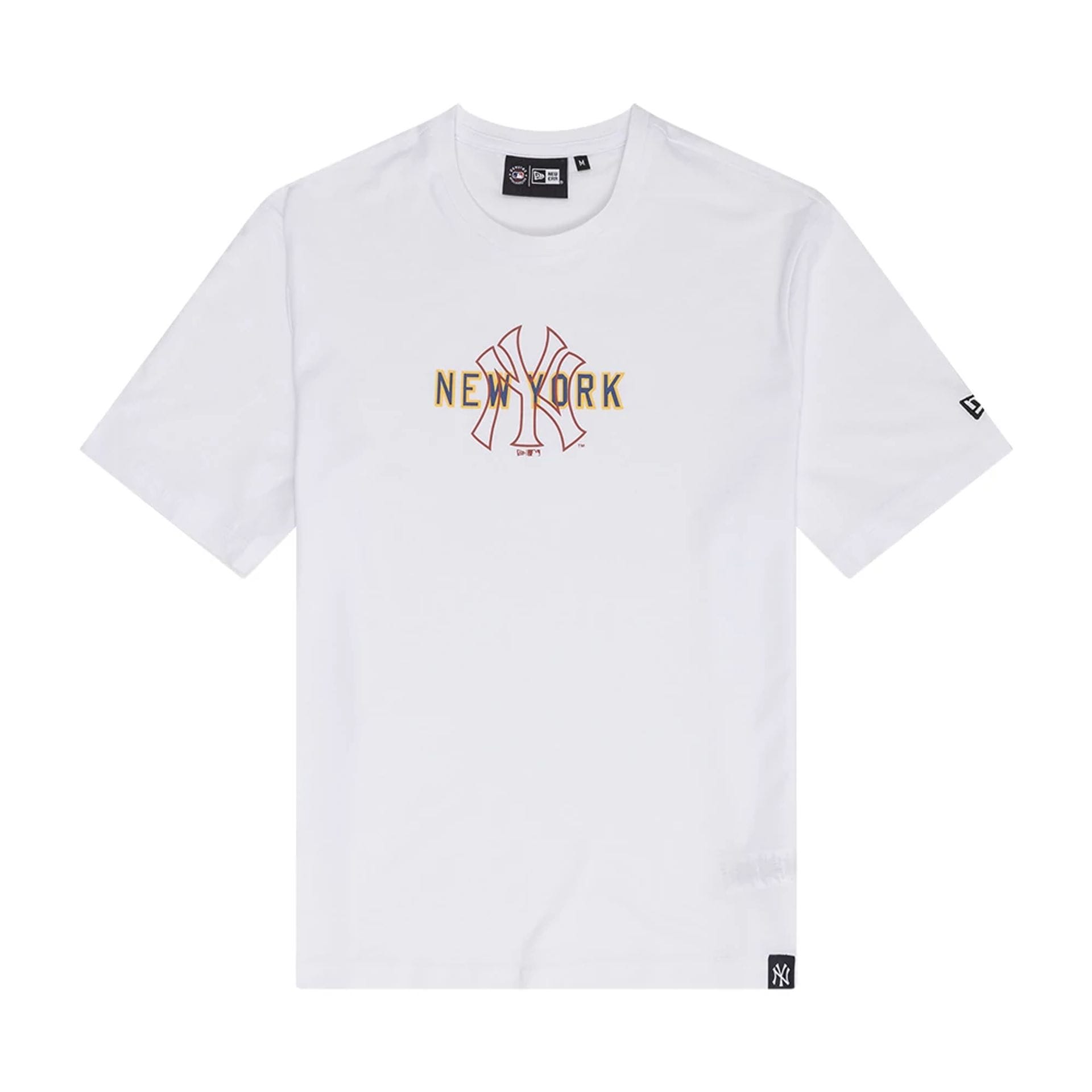 The Male model is wearing New York Yankees MLB Large Logo Graphic White T-Shirt 1