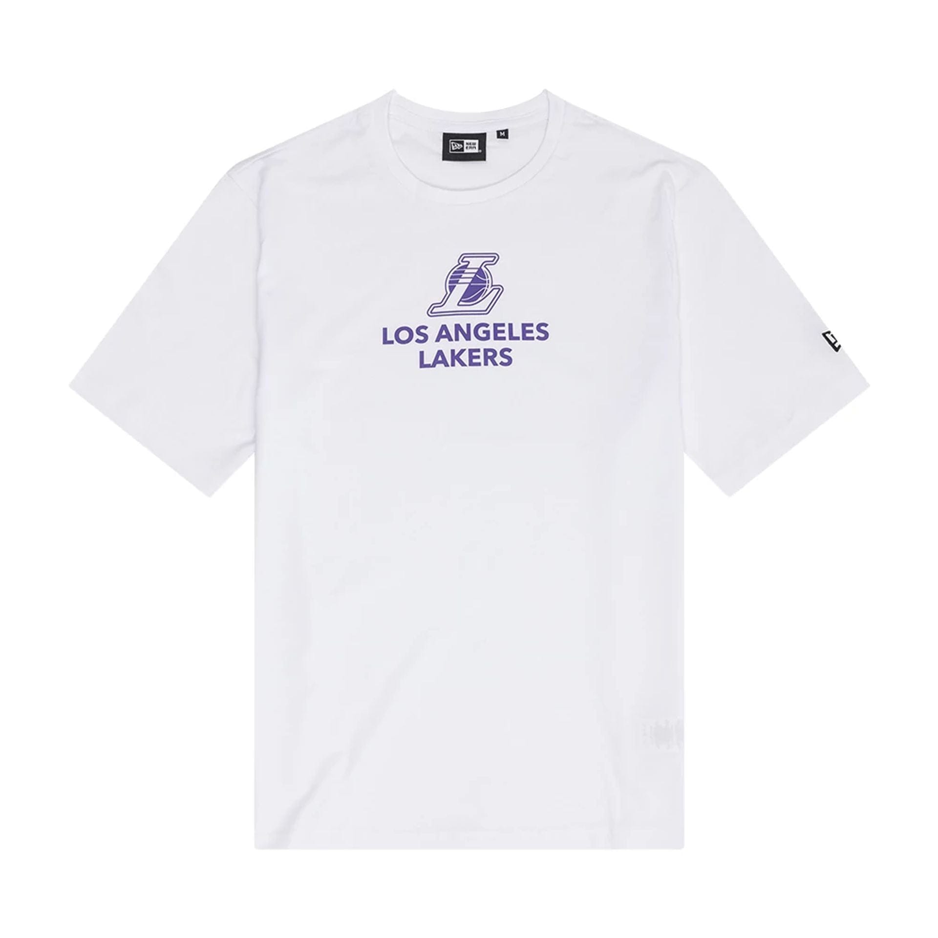 The Male model is wearing LA Lakers NBA Outline Graphic White T-Shirt 1