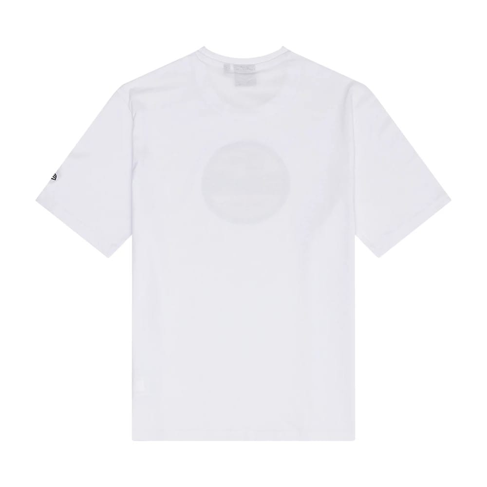 The Male model is wearing New Era Sticker Graphic White T-Shirt 2