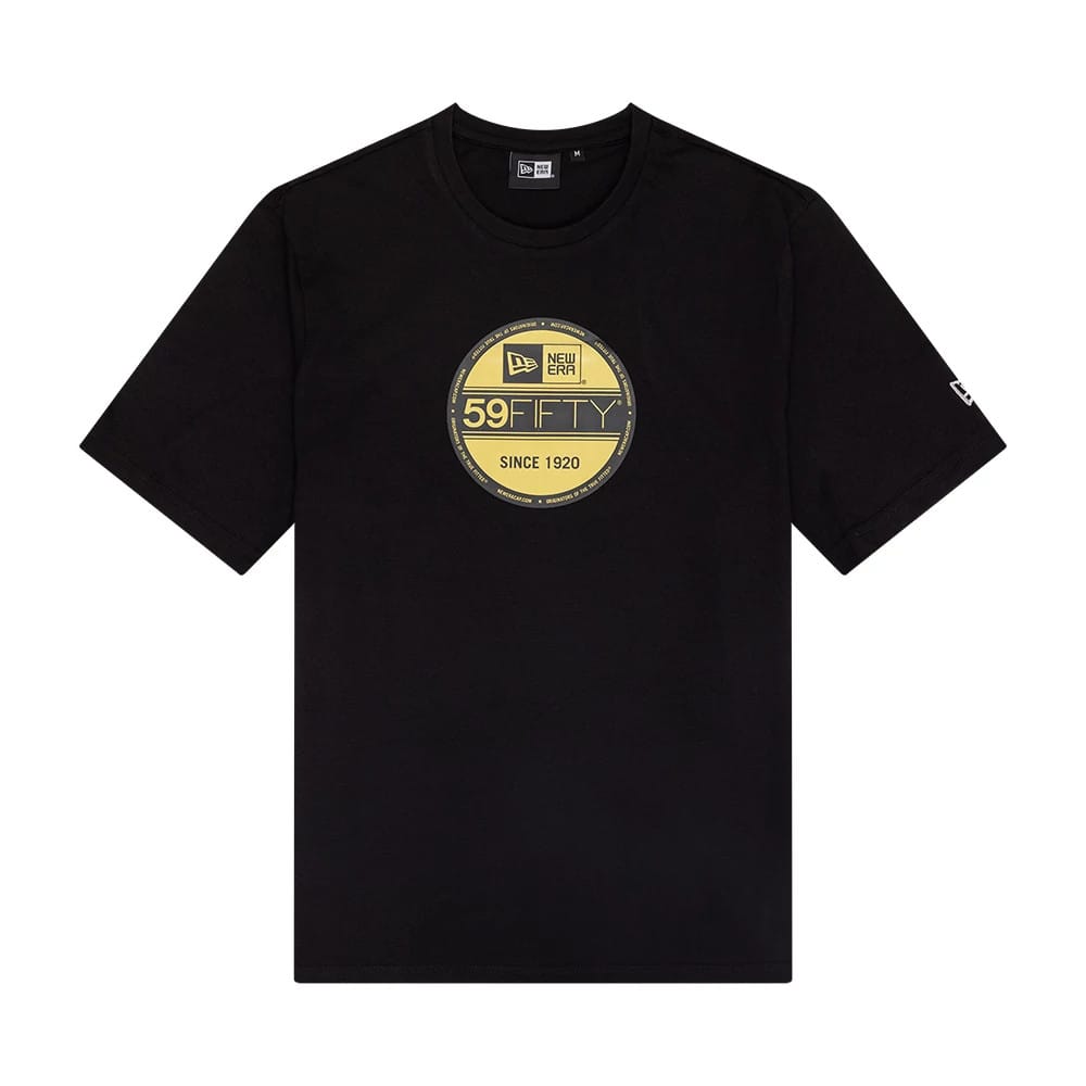 The Male model is wearing New Era Sticker Graphic Black T-Shirt 1