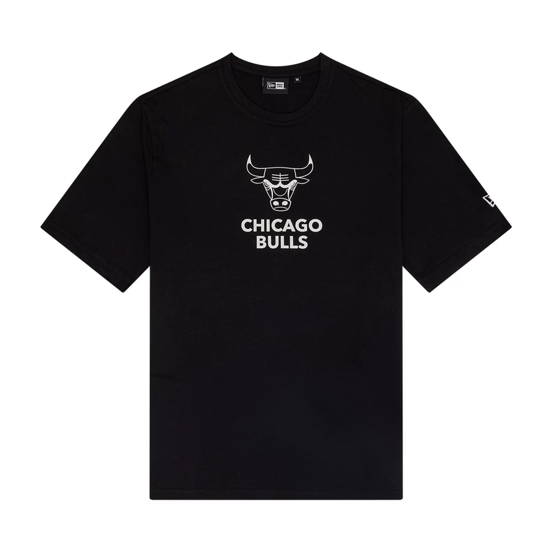 The Male model is wearing Chicago Bulls NBA Outline Graphic Black T-Shirt 1