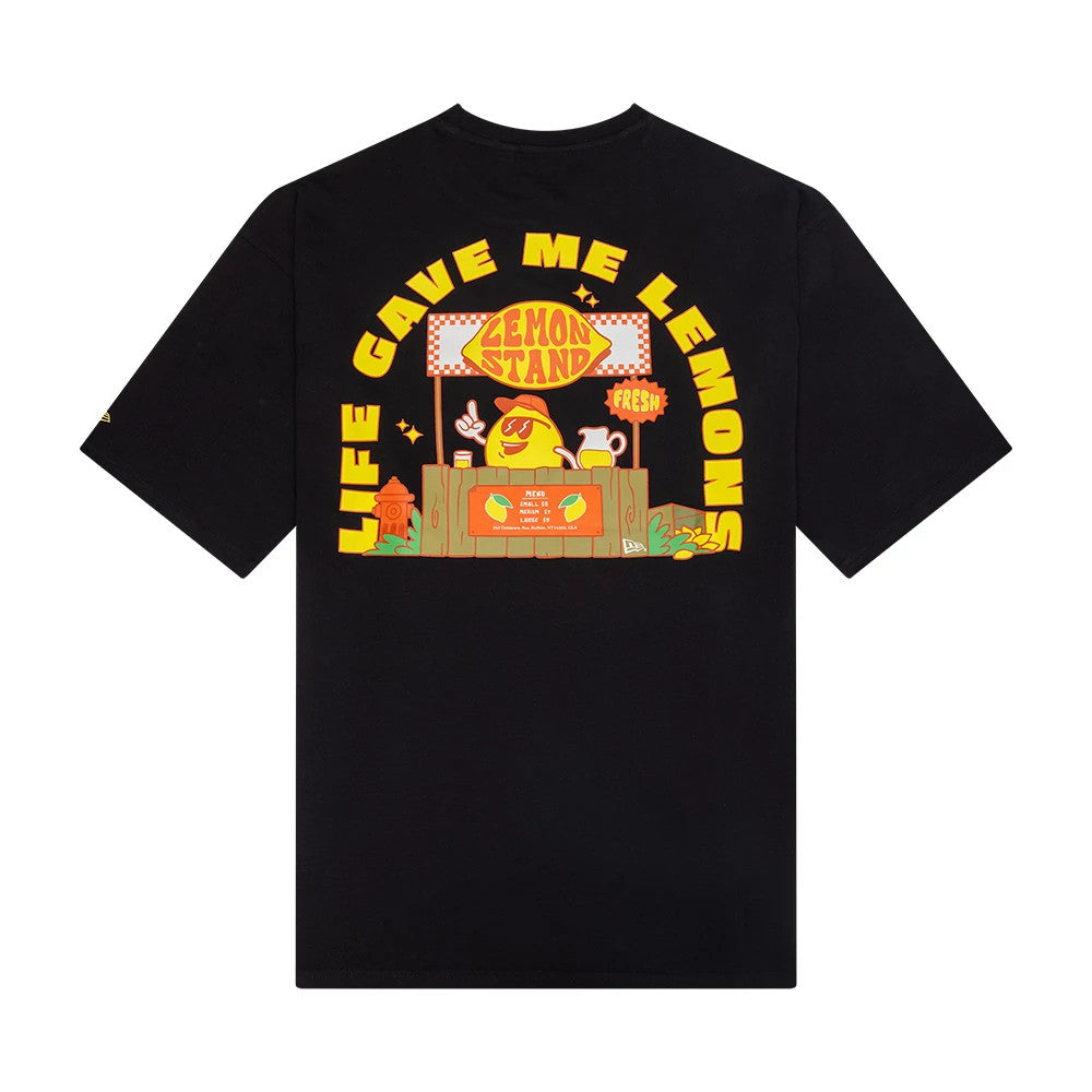 The Male model is wearing New Era Summer Graphic Black Oversized T-Shirt 2