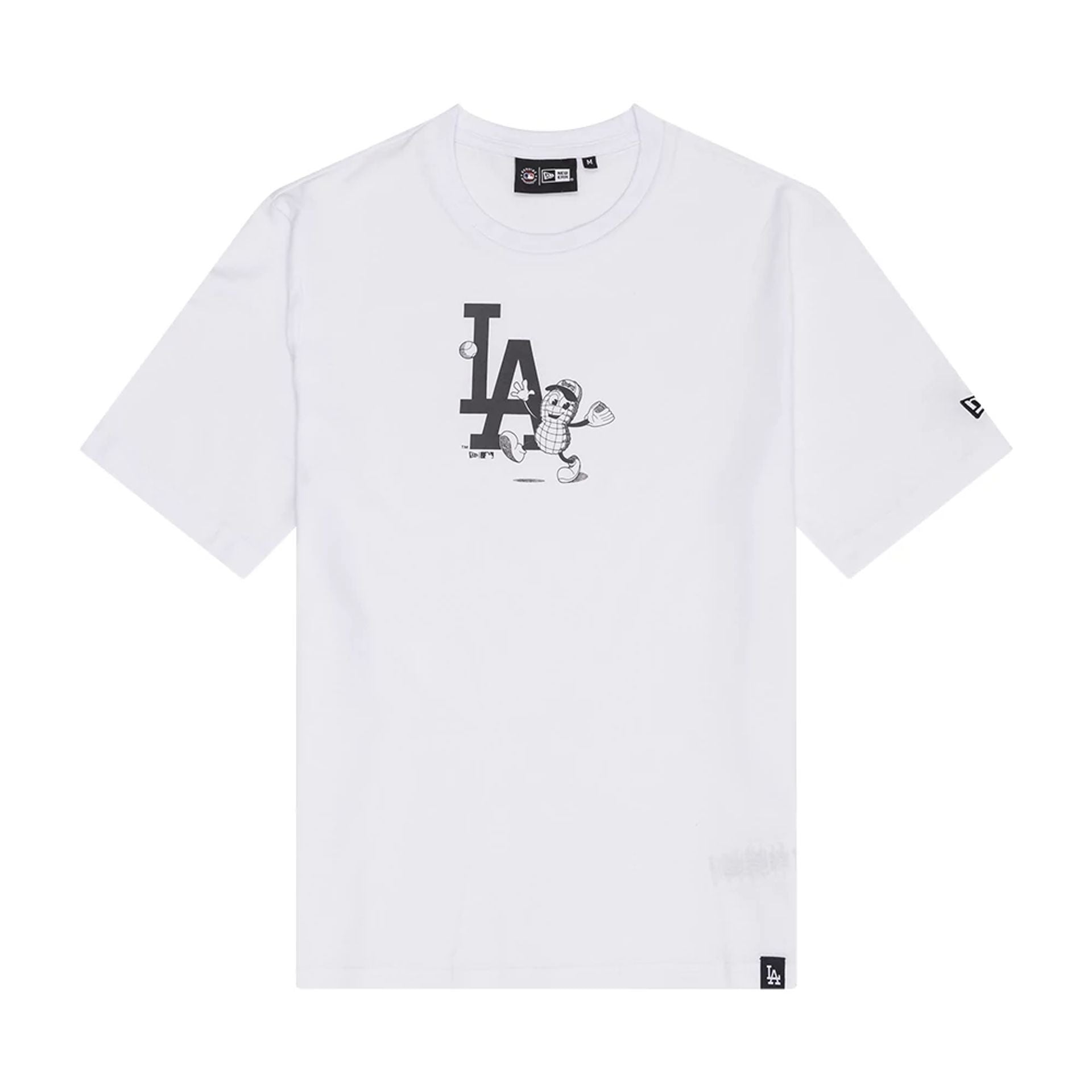 The Male model is wearing LA Dodgers MLB Food Graphic White T-Shirt 1