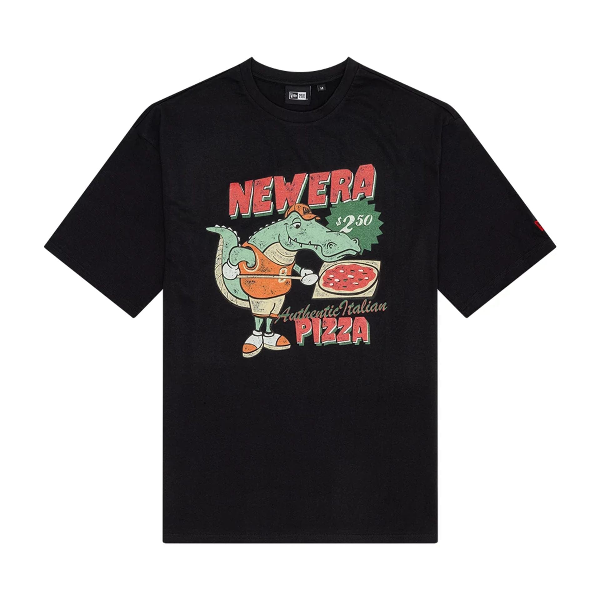 The Male model is wearing New Era Character Graphic Black Oversized T-Shirt 1