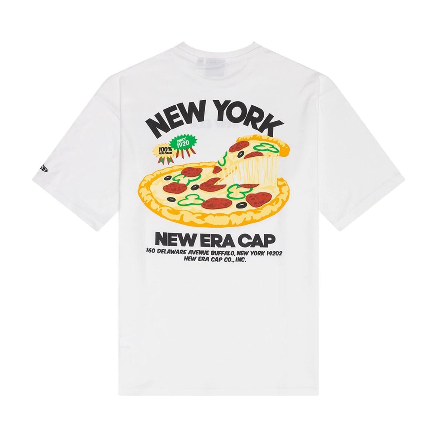 The Male model is wearing New Era Food Graphic White Oversized T-Shirt 2