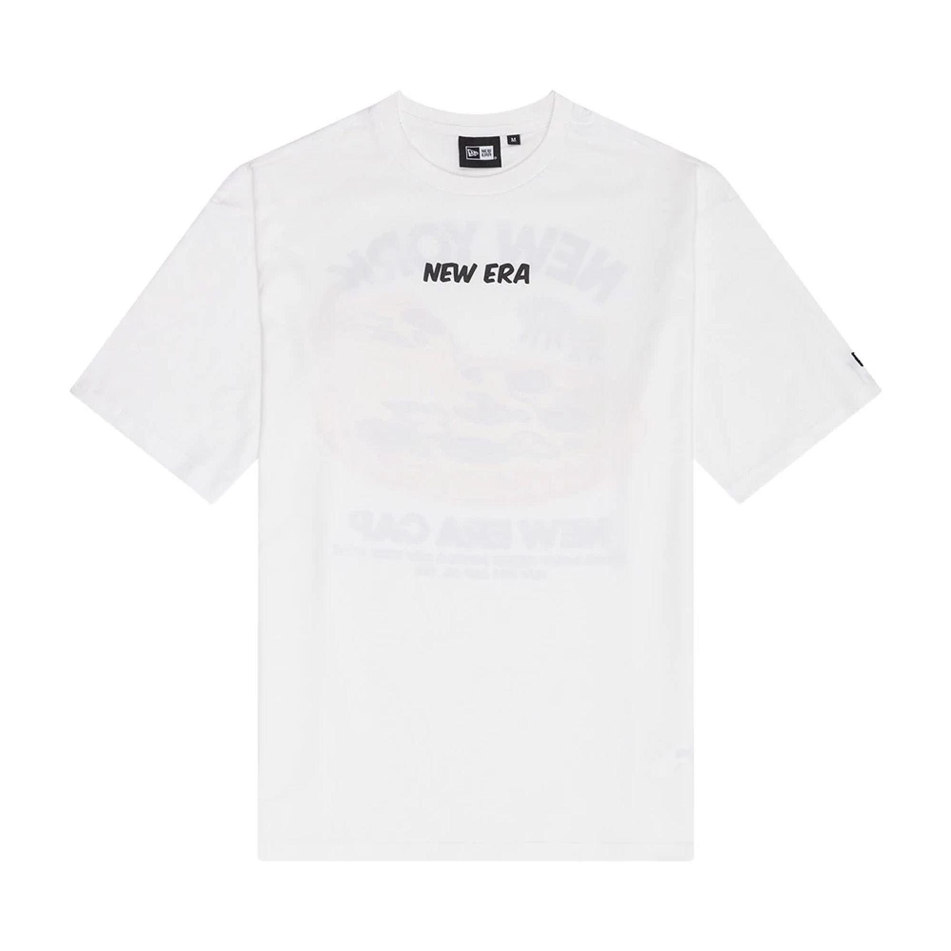 The Male model is wearing New Era Food Graphic White Oversized T-Shirt 1