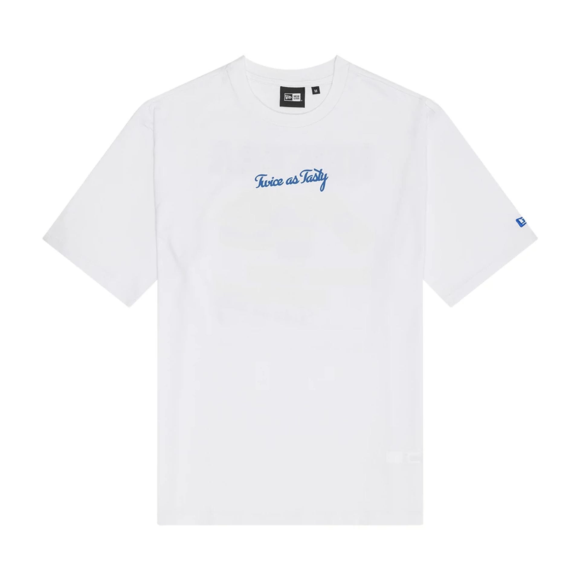 The Male model is wearing New Era Food Graphic White Oversized T-Shirt 1