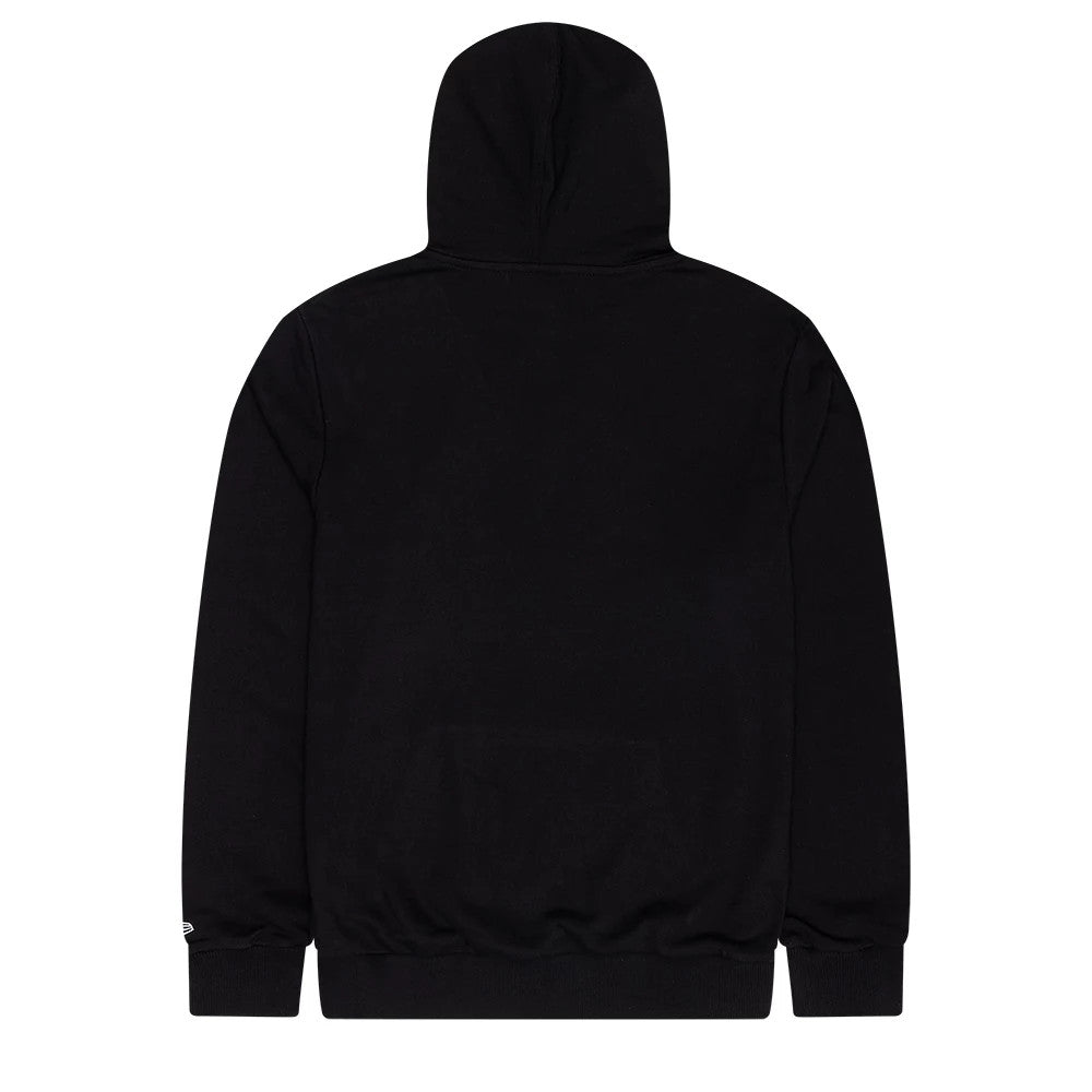 The Male model is wearing New Era Sticker Graphic Black Pullover Hoodie 2
