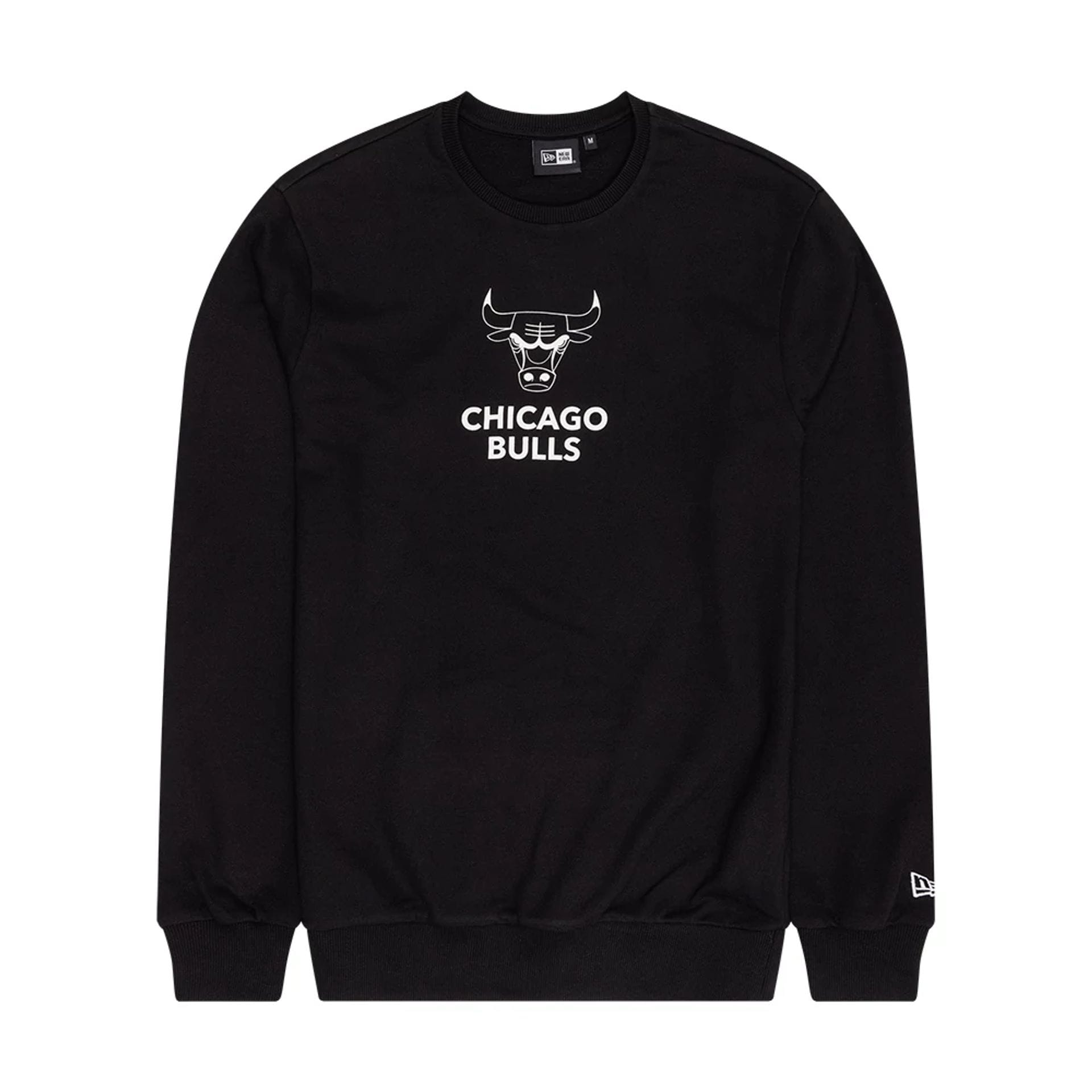 The Male model is wearing Chicago Bulls NBA Outline Black Crew Neck Sweater 1