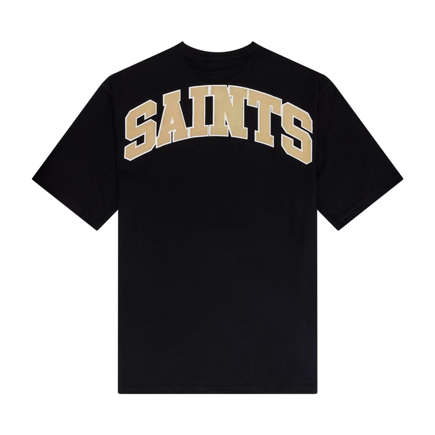 The Male model is wearing New Orleans Saints NFL Arch Graphic Black Oversized T-Shirt 2
