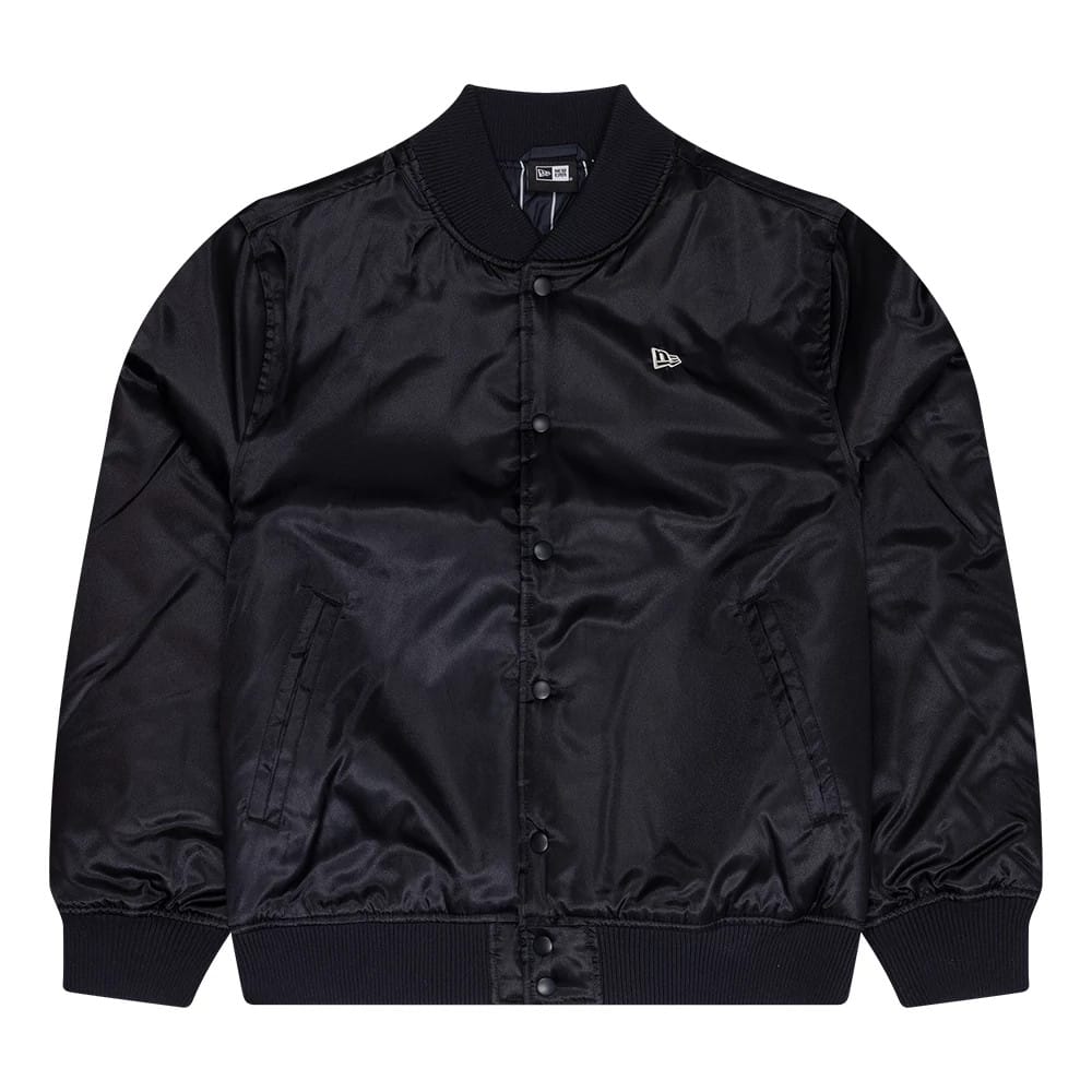 The Male model is wearing New Era Navy Bomber Jacket 1