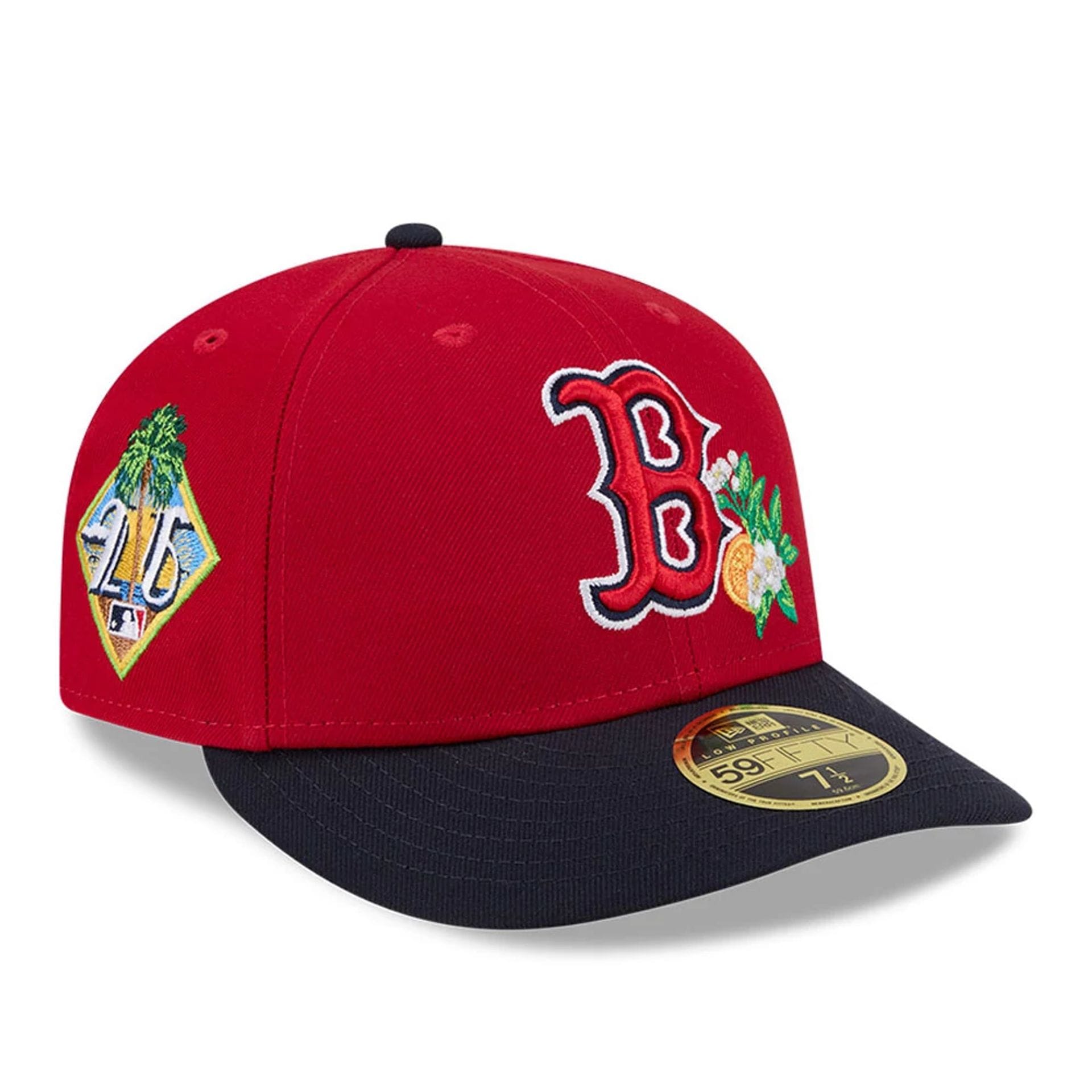 Pictured is this MLB Spring Training 2026 Boston Red Sox Low Profile 59FIFTY Fitted cap in red. 1