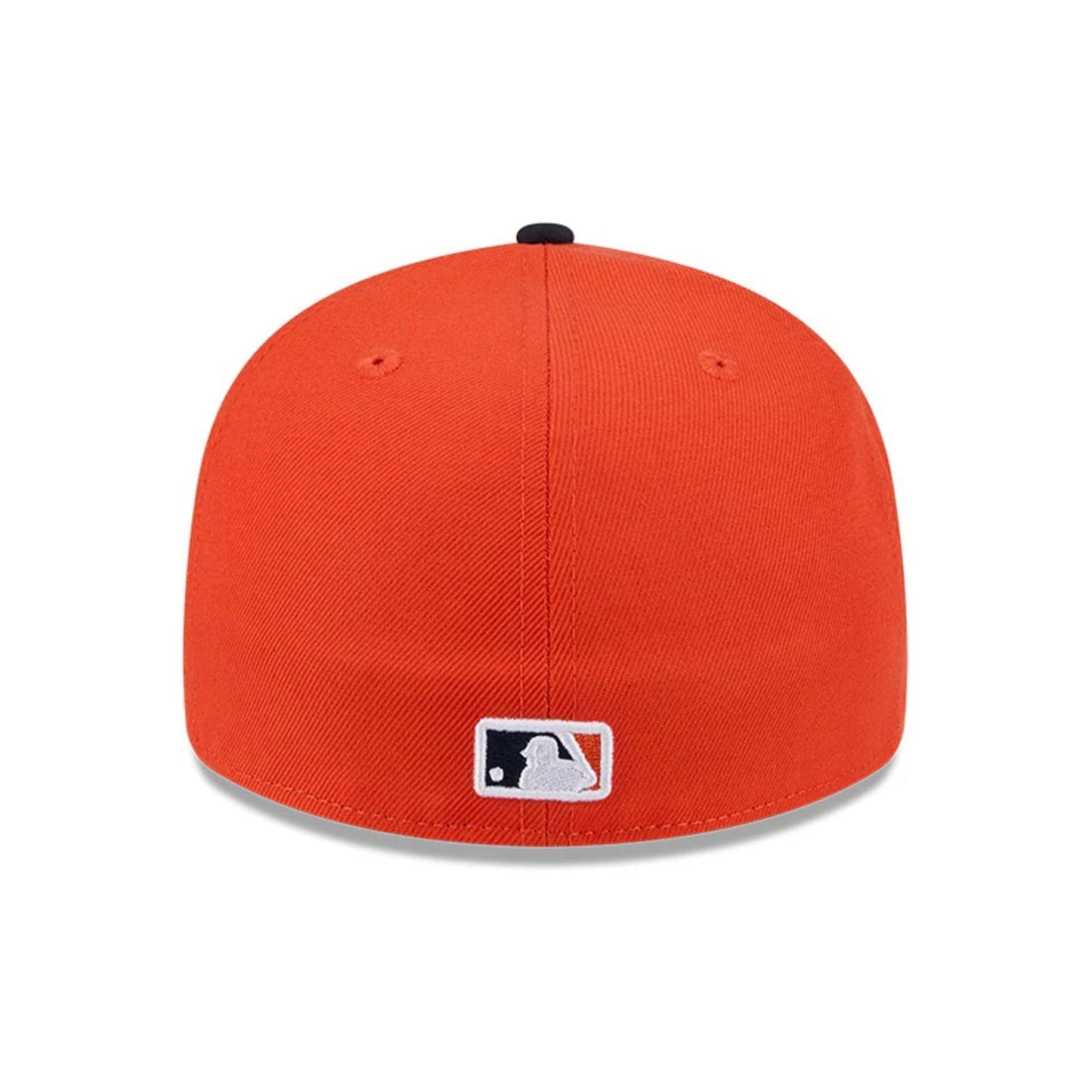 Detroit Tigers MLB Spring Training 2026 Red Low Profile New Era 59FIFTY Fitted Cap, rear view showing the white embroidered MLB Batterman logo centred on the red back panels, with a matching top button and eyelets.