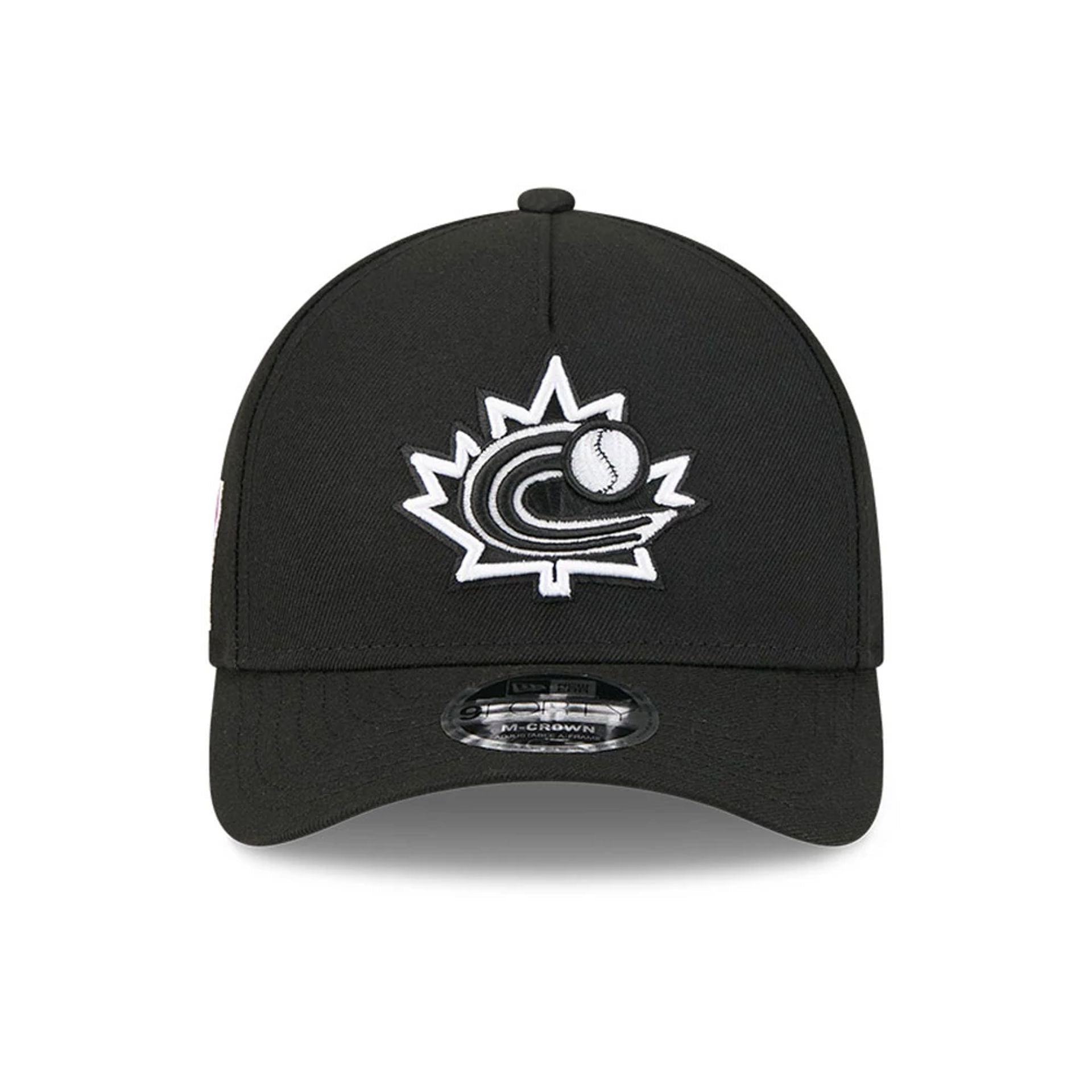 Pictured is this MLB World Baseball Classic 2026 Canada 9FORTY M-Crown A-Frame cap in black. 2